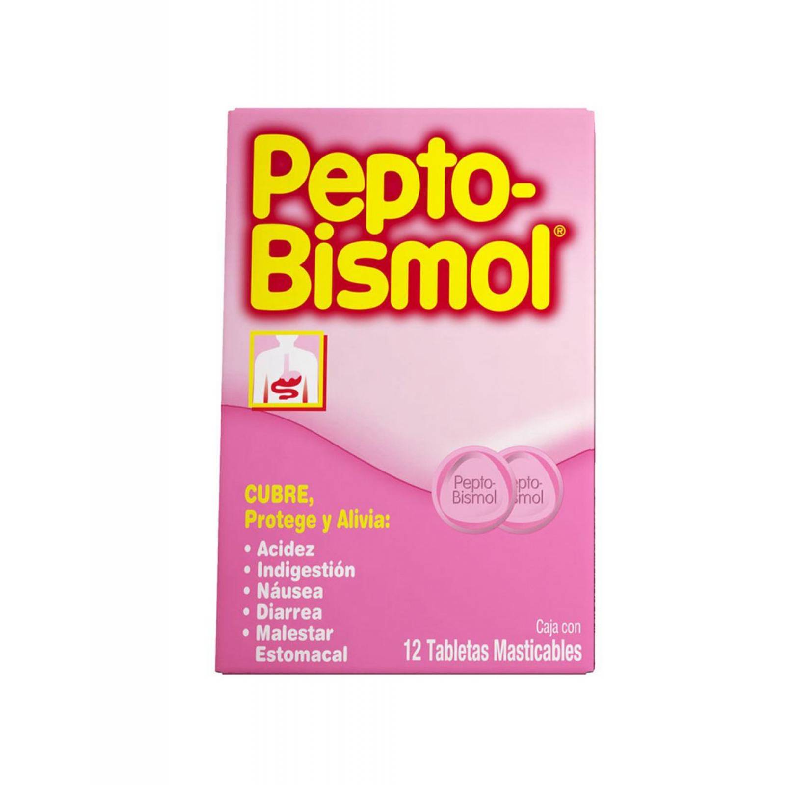 Pepto Bismol Caja Con 12 Tabletas Masticables 