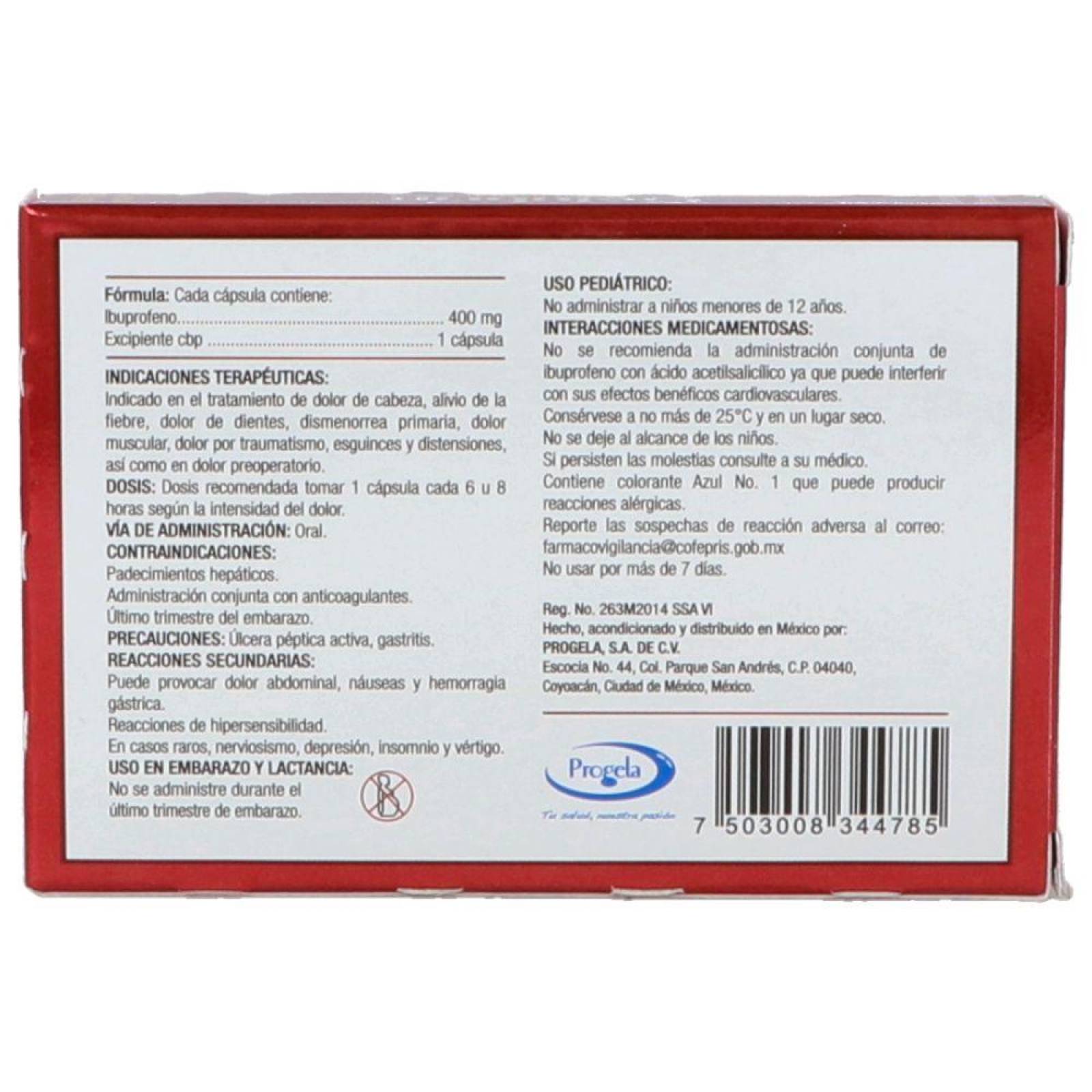 Gelubrin 400 mg Caja Con 10 Cápsulas 