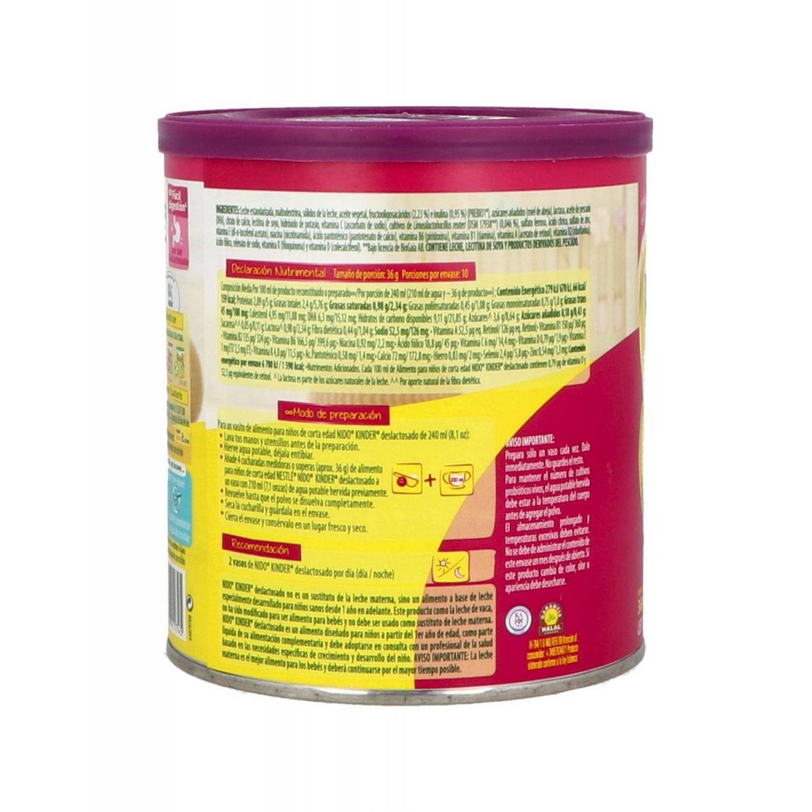 Nido Kinder Deslactosada 1-3 Años Lata Con 360 g 