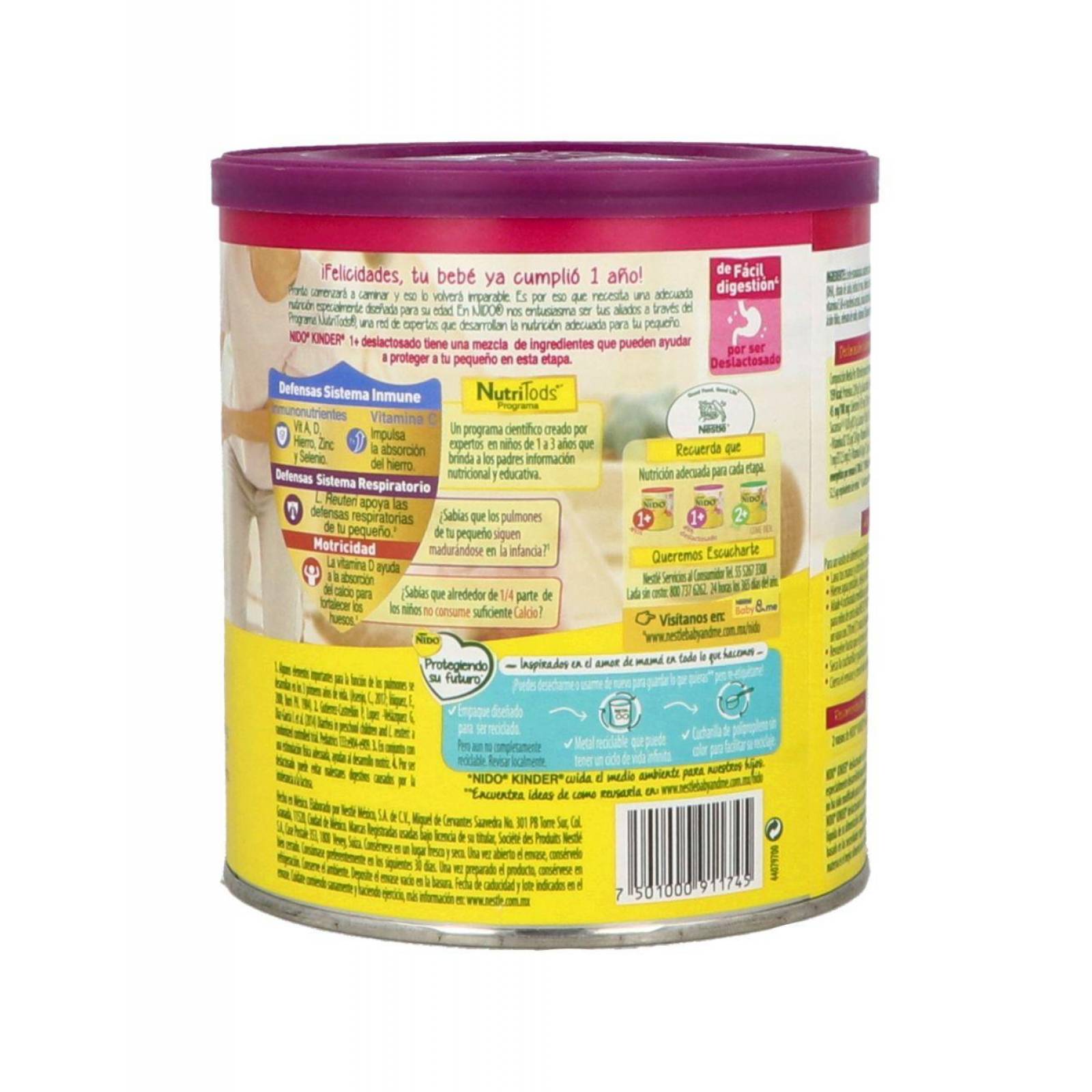 Nido Kinder Deslactosada 1-3 Años Lata Con 360 g 