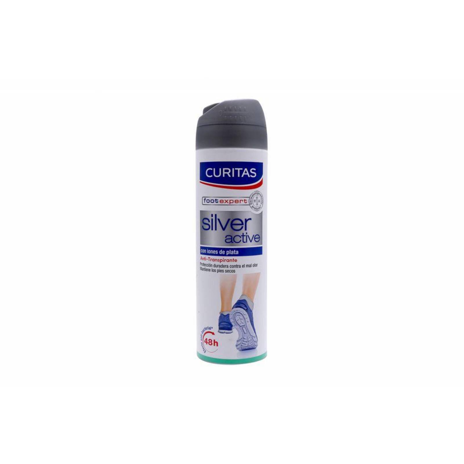 Antitranspirante Para Pies Curitas Silver Active En Aerosol Envase Con 150 mL 