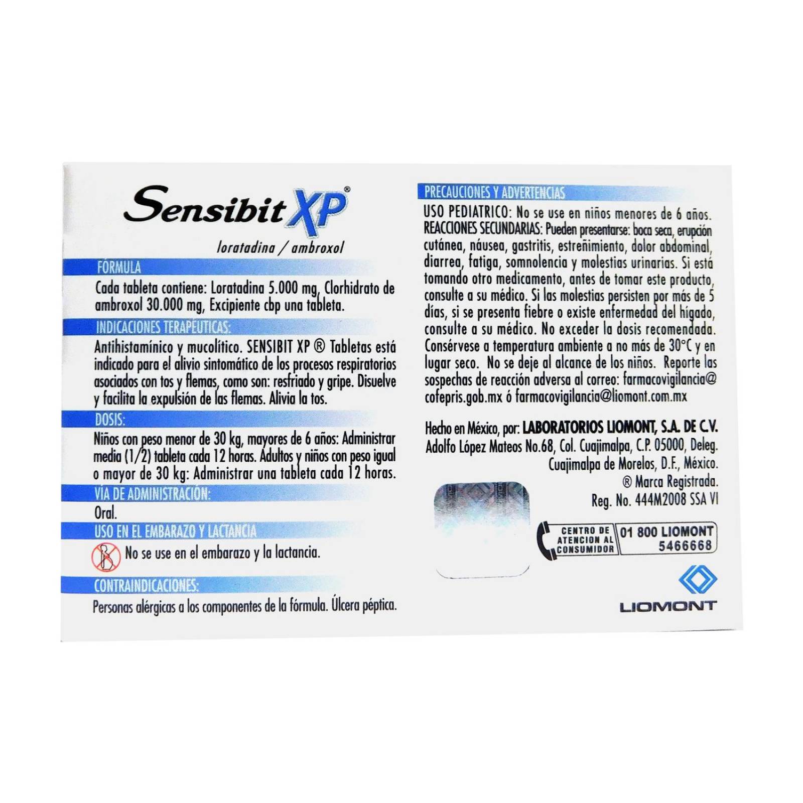 Sensibit XP 5mg/30mg Caja Con 20 Tabletas 