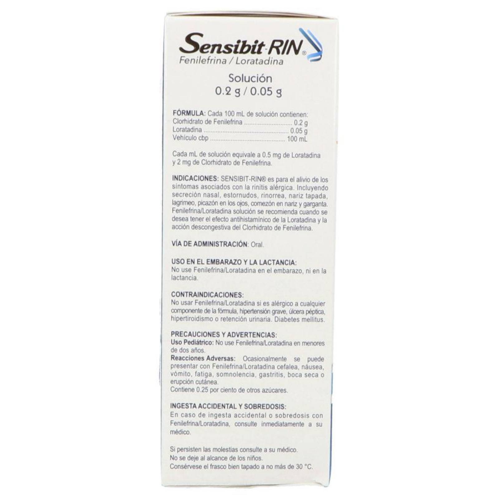 Sensibit Rin Pediátrico 0.2 g/0.05 g Solución Con 60 mL 