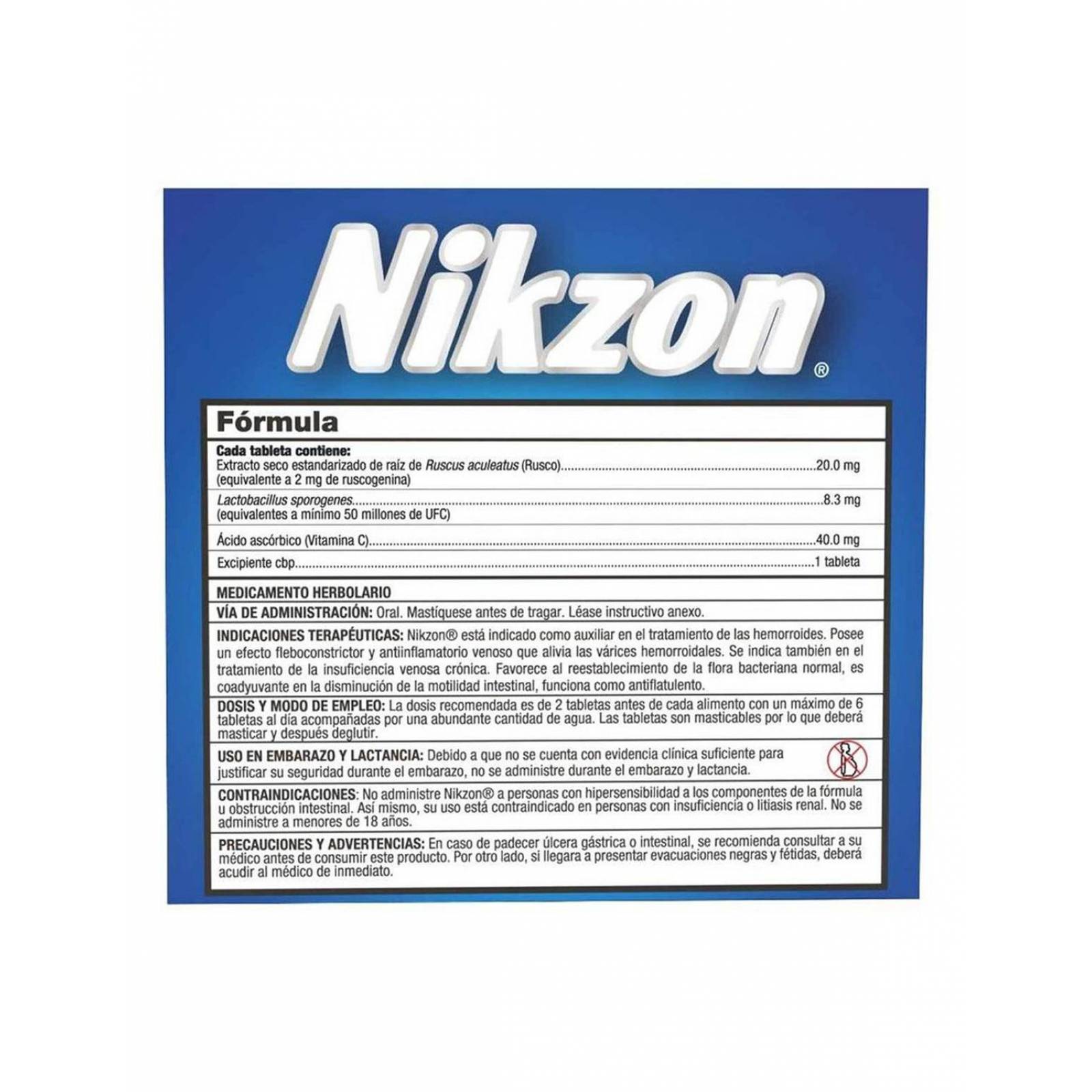 Nikzon 90 Tabletas Masticables 