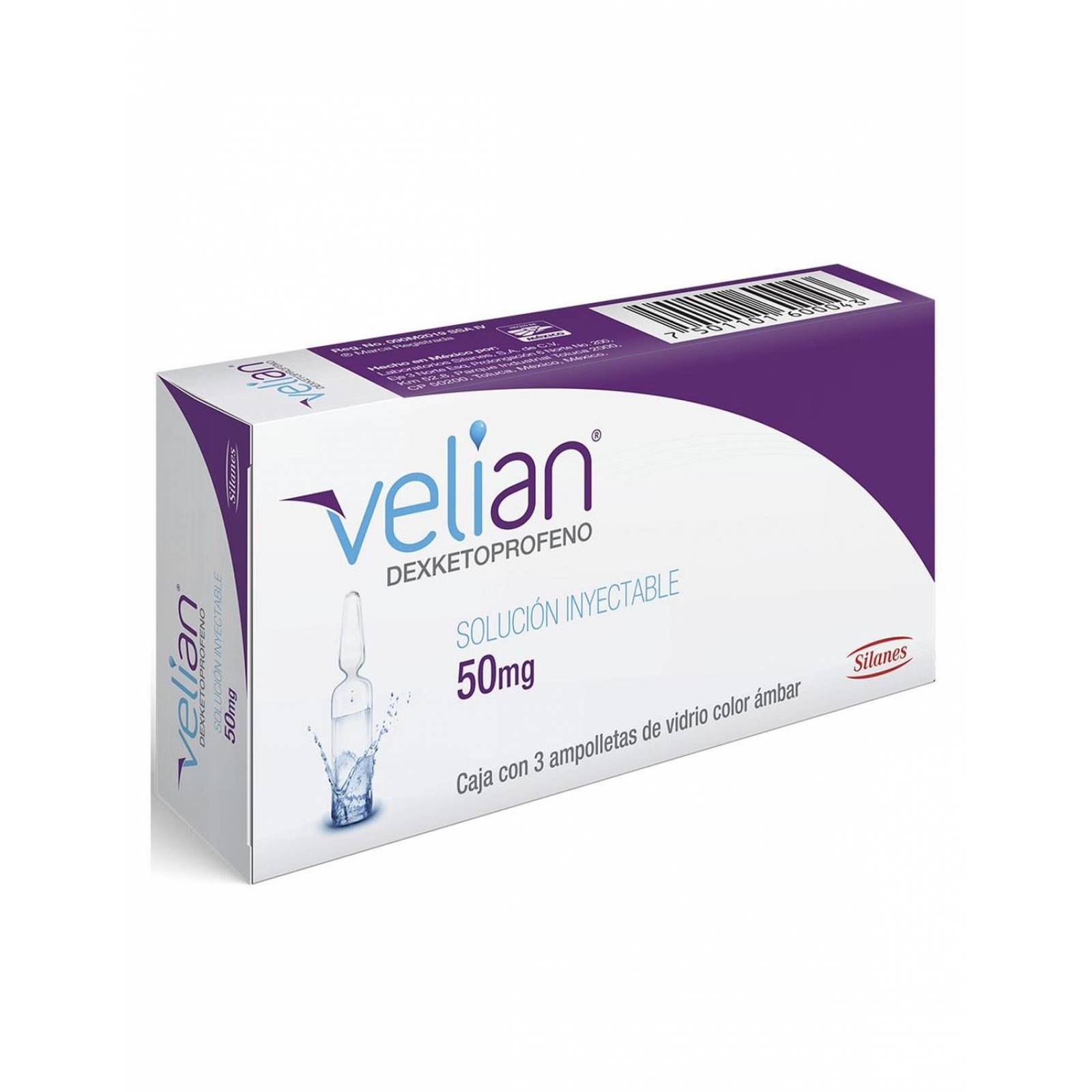 Velian 50 mg Solución Inyectable Caja Con 3 Ampolletas 