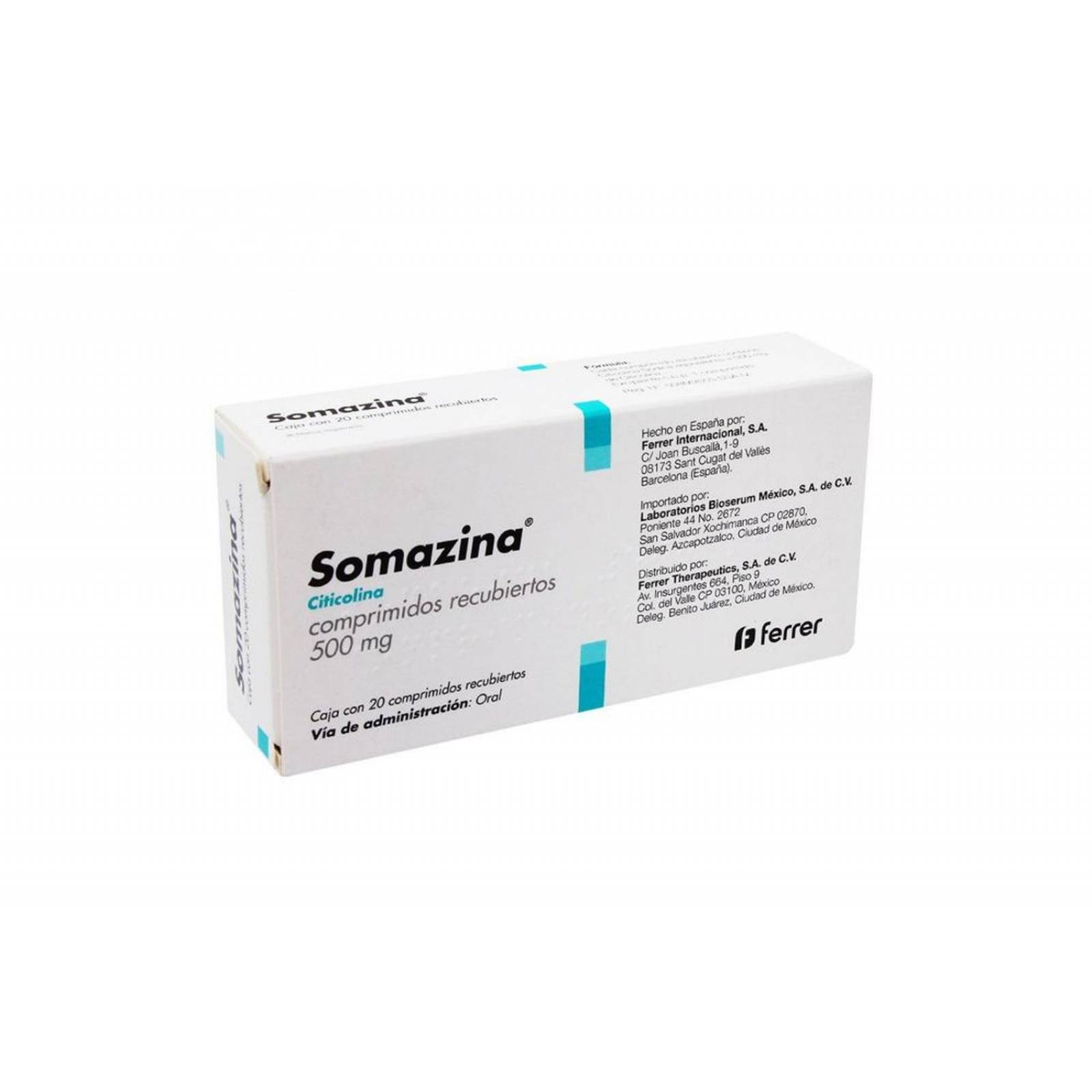 Somazina 500 mg Caja Con 20 Comprimidos Recubiertos 