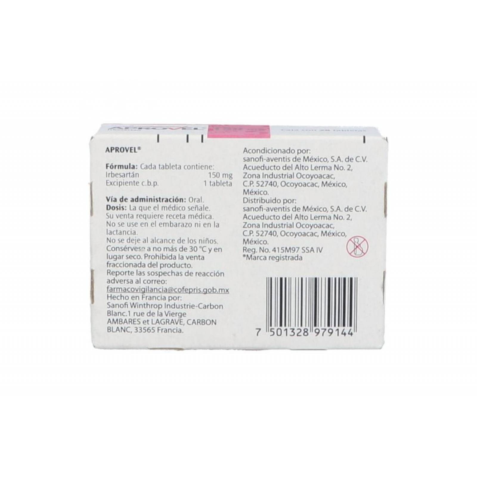 Aprovel 150 mg Caja Con 28 Tabletas 