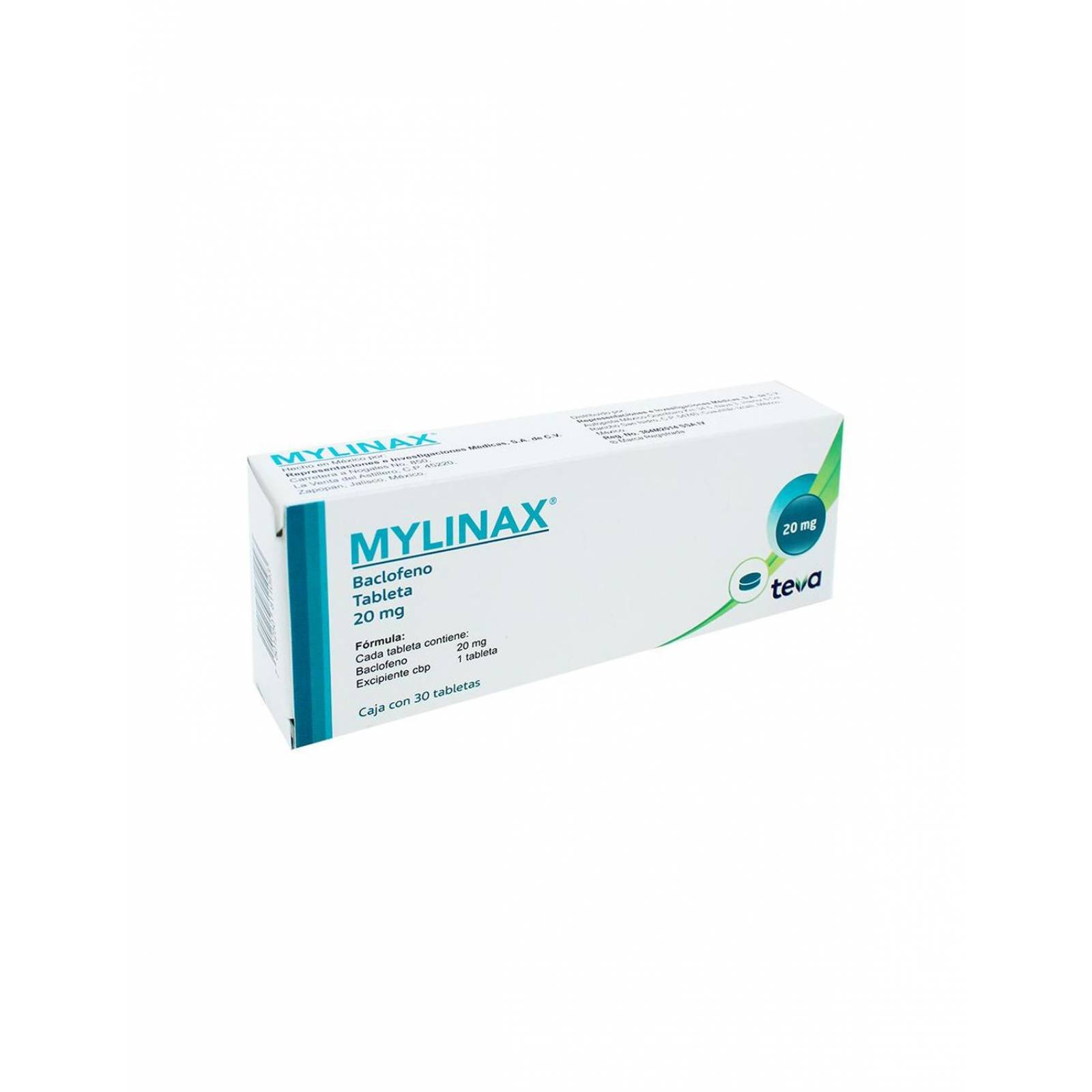 Mylinax 20 mg Con 30 Tabletas 