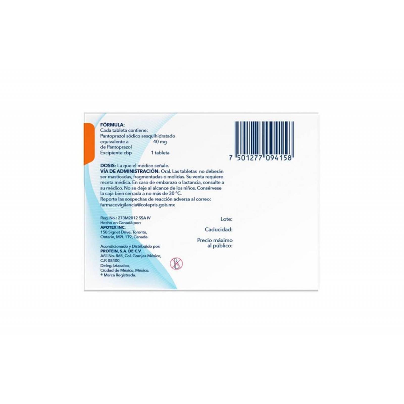 Pantoprazol 40 mg Caja Con Blíster Con 28 Tabletas 