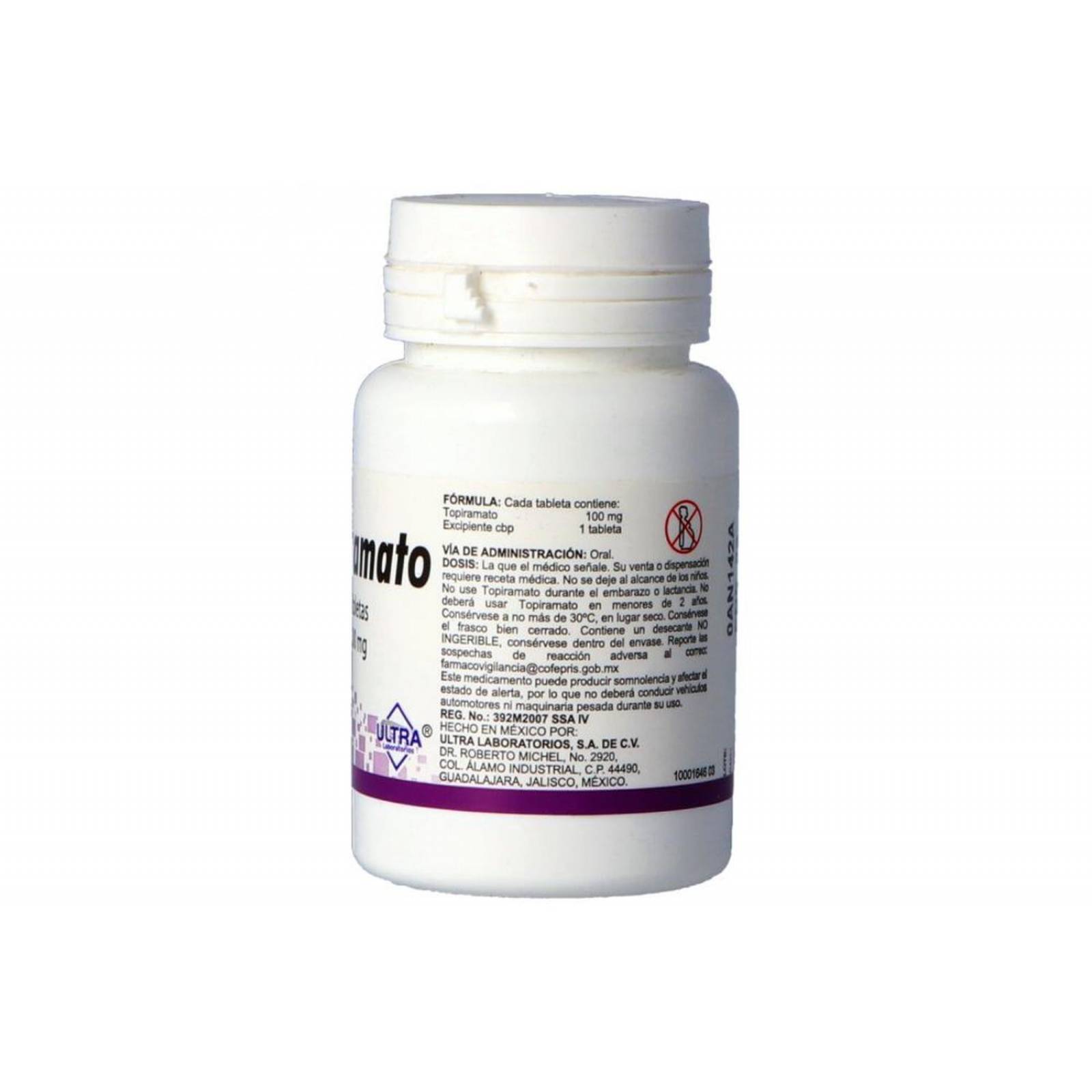 Topiramato 100 mg Frasco Con 60 Tabletas 