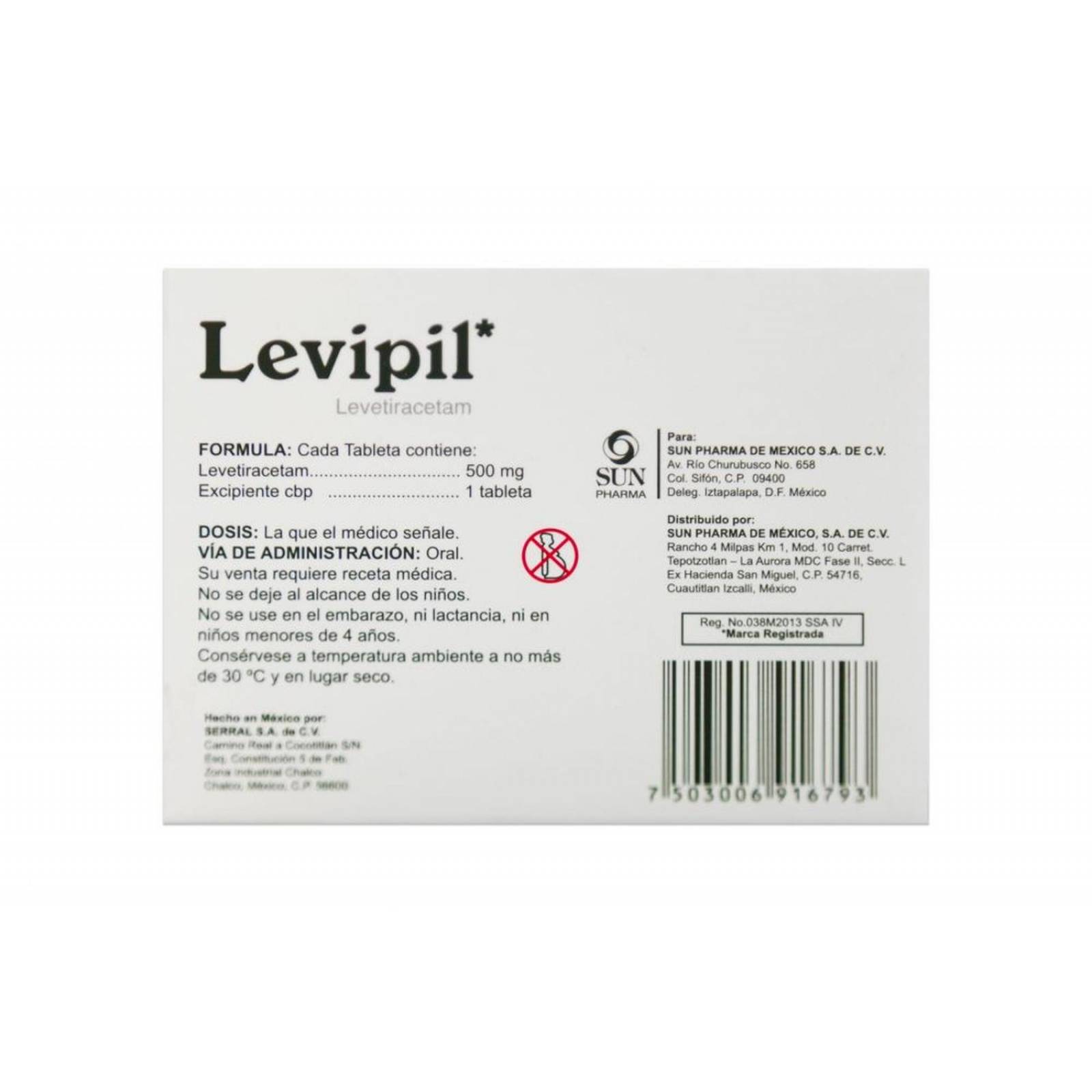 Levipil 500 mg Caja Con 30 Tabletas 