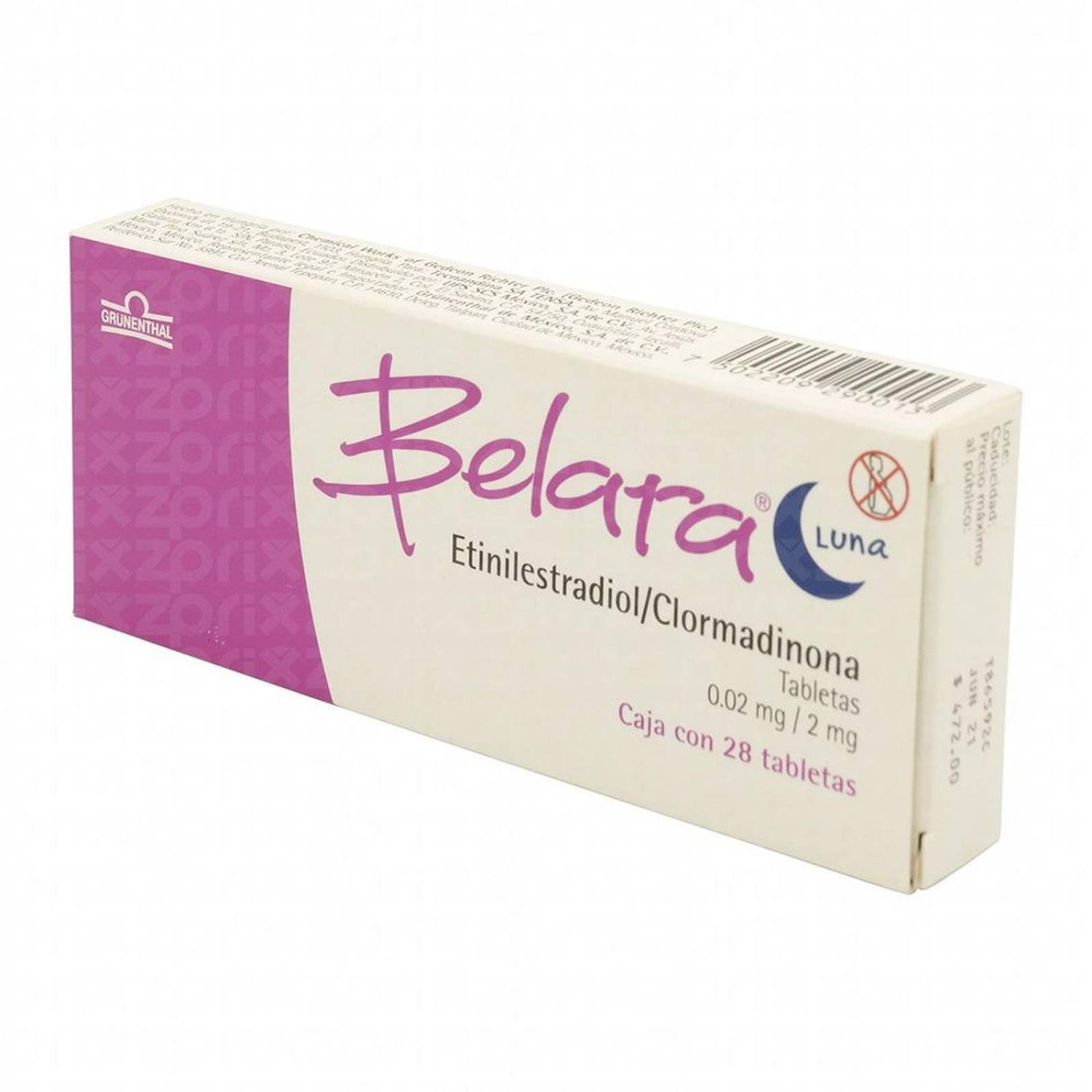 Belara Luna 0.02 mg/2 mg Caja Con 28 Tabletas 