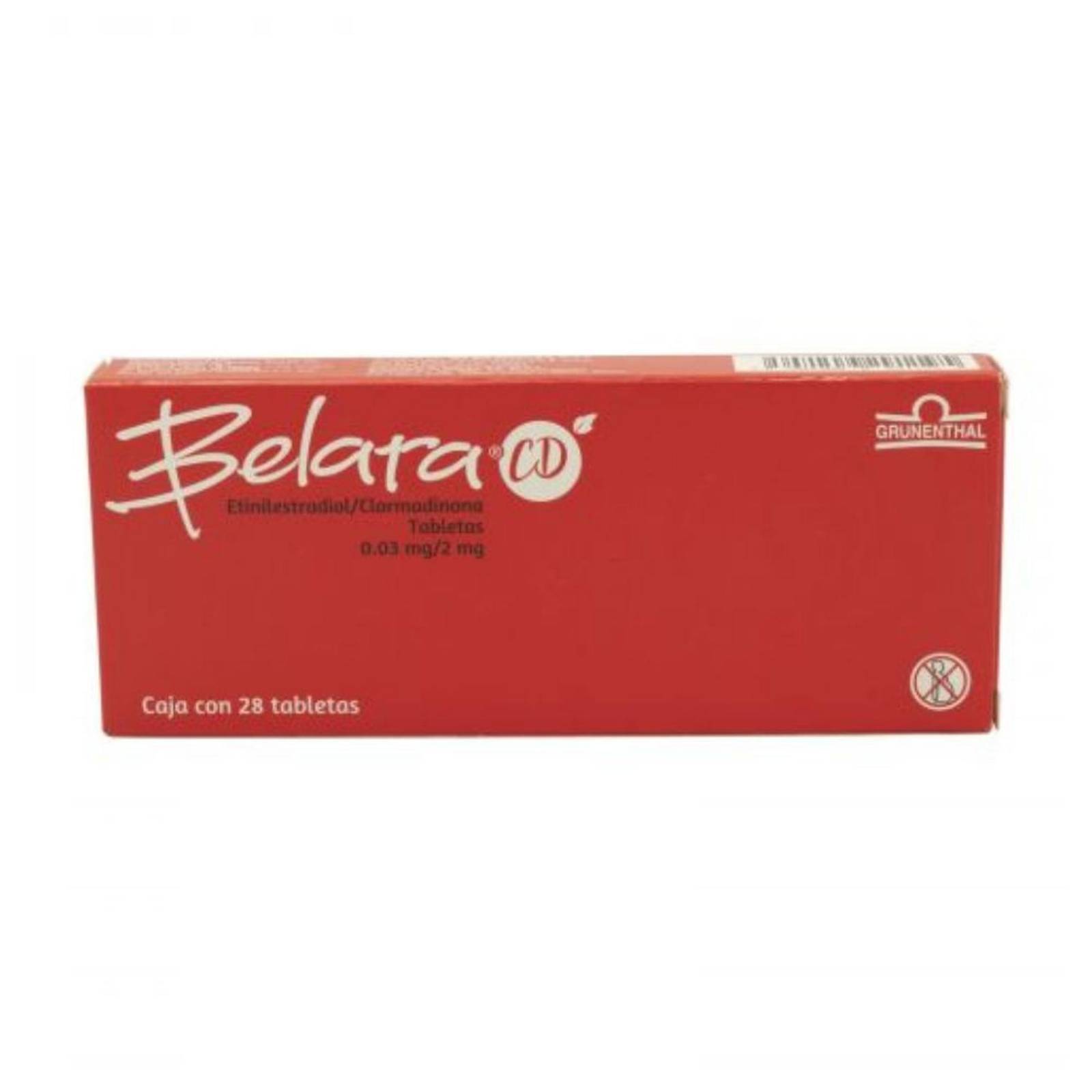 Belara Cd 0.03 mg/2 mg Caja Con 28 Tabletas 