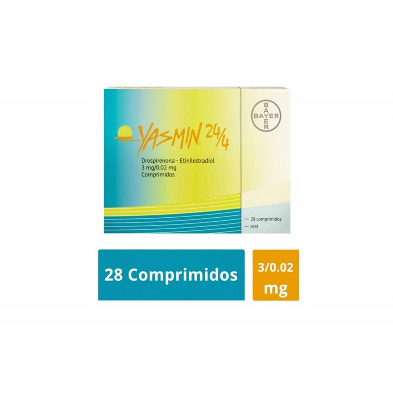 Yasmin 24/4 3 mg / 0.02 mg Caja Con 28 Comprimidos 