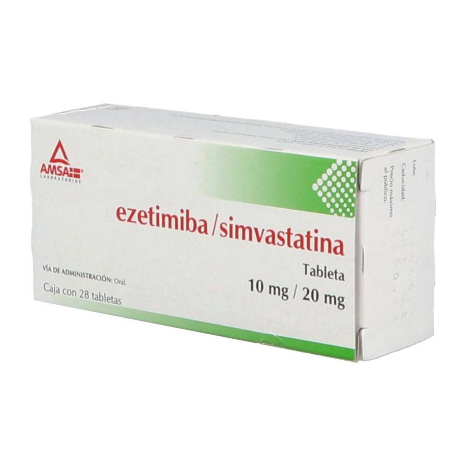 Ezetimiba/Simvastatina 10 mg/20 mg Caja Con 28 Tabletas 