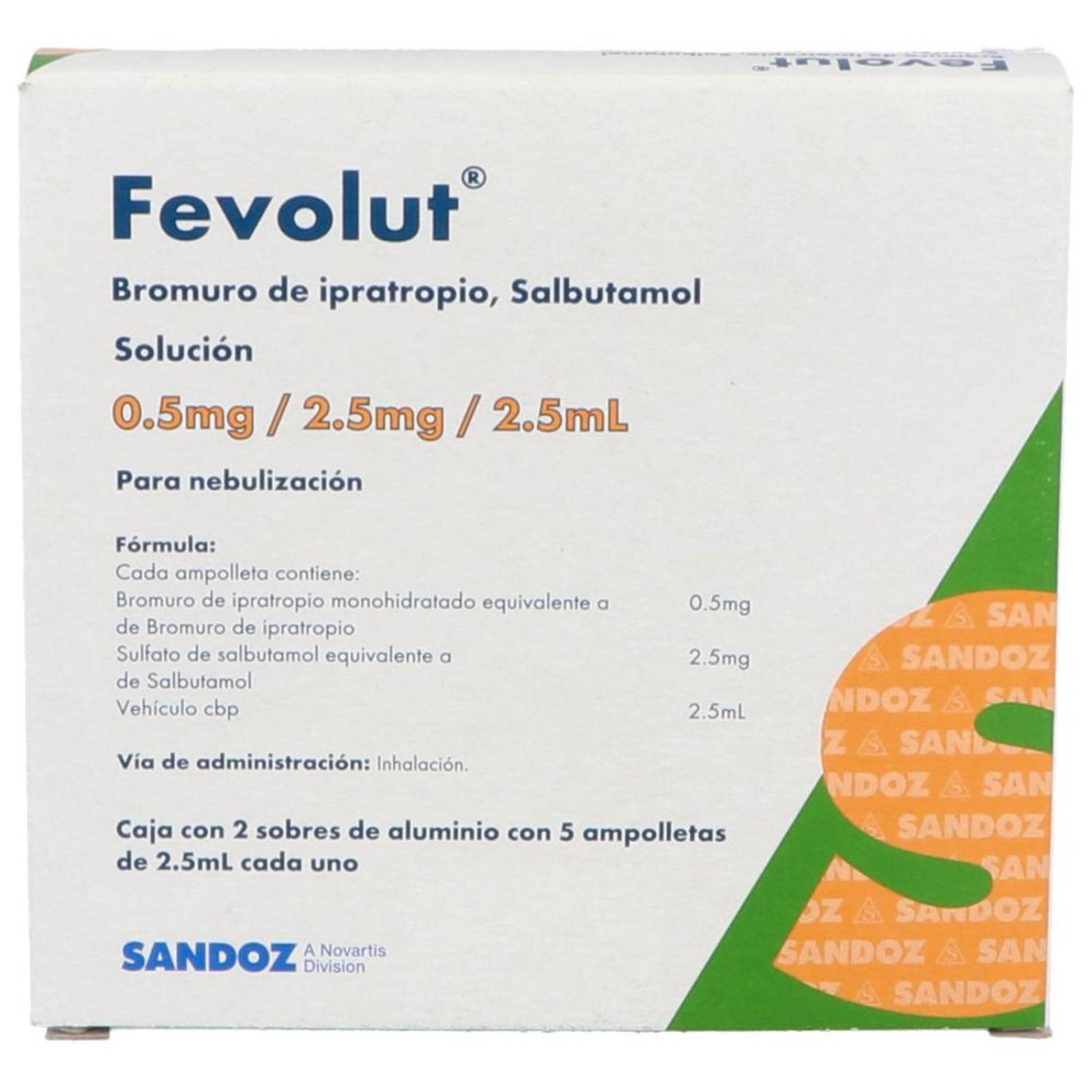 Fevolut 0.5 mg/2.5 mg/2.5 mL 2 Sobres 5 Ampolletas De 2.5 mL 
