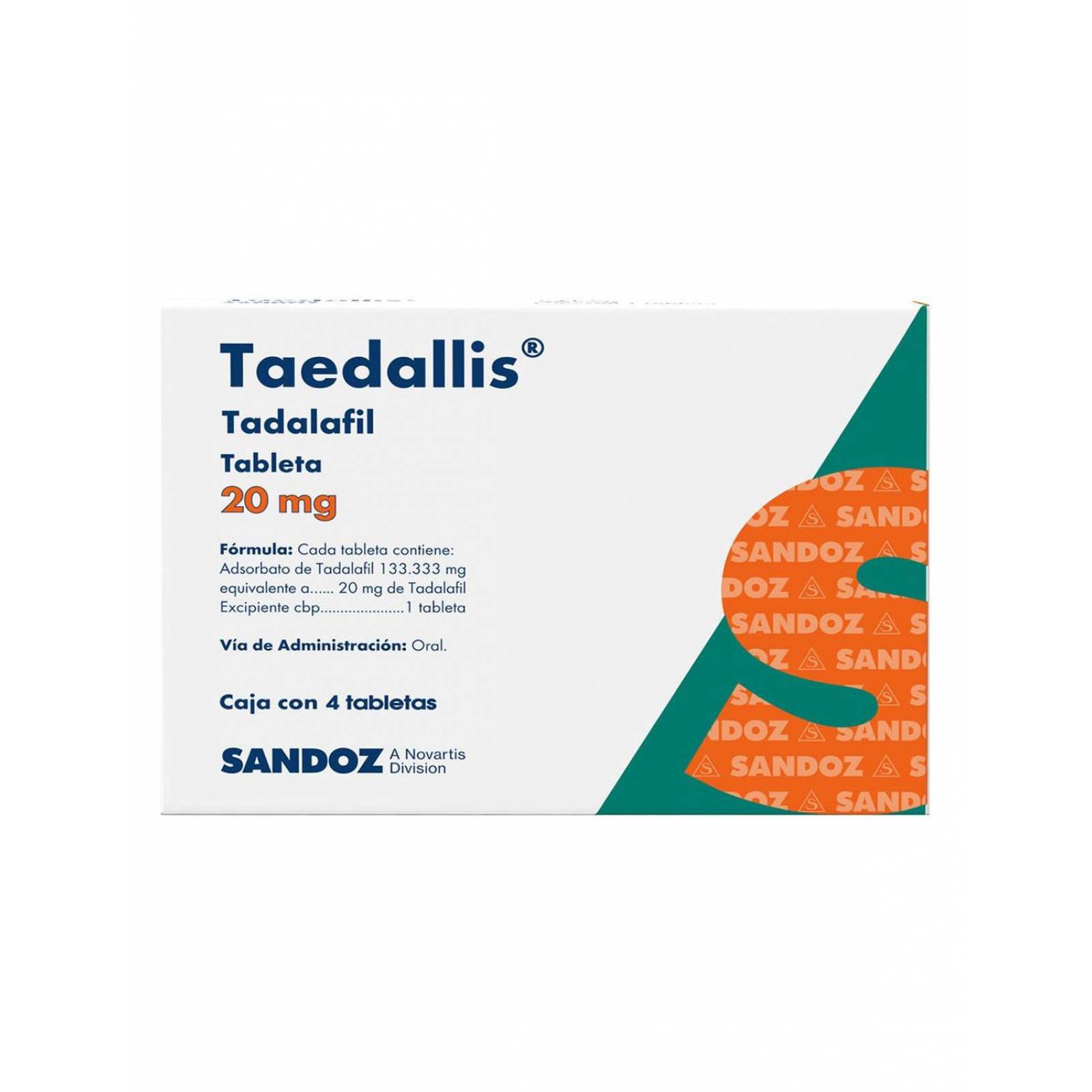 Taedallis 20 mg Caja Con 4 Tabletas 
