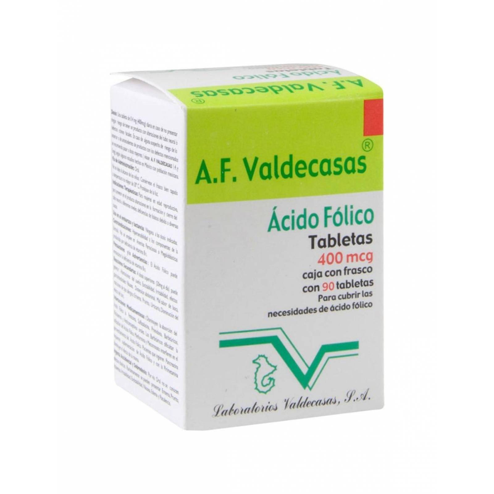 Ácido Fólico 400 Mcg Caja Con Frasco Con 90 Tabletas