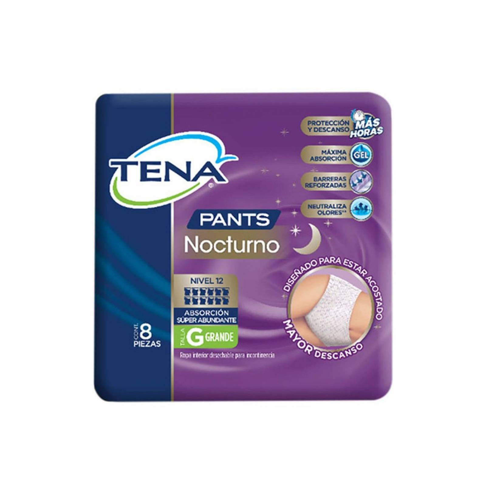Pants Nocturno Tena Para Adulto Talla Grande Con 8 Piezas 