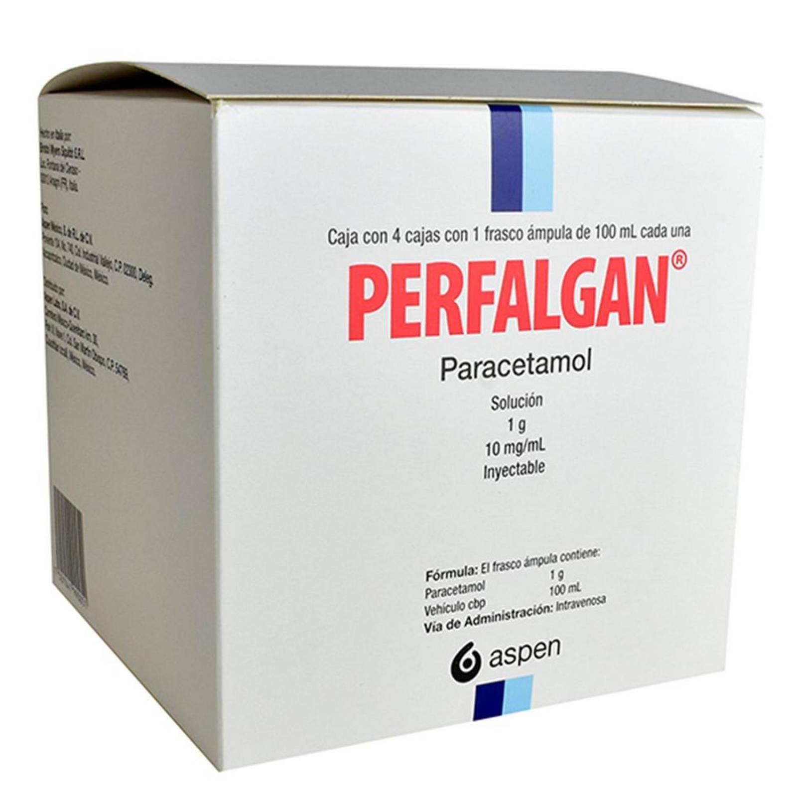 Perfalgan Solución Inyectable 4 Cajas Con 1 Frasco Ámpula Con 100 mL Cada Una 