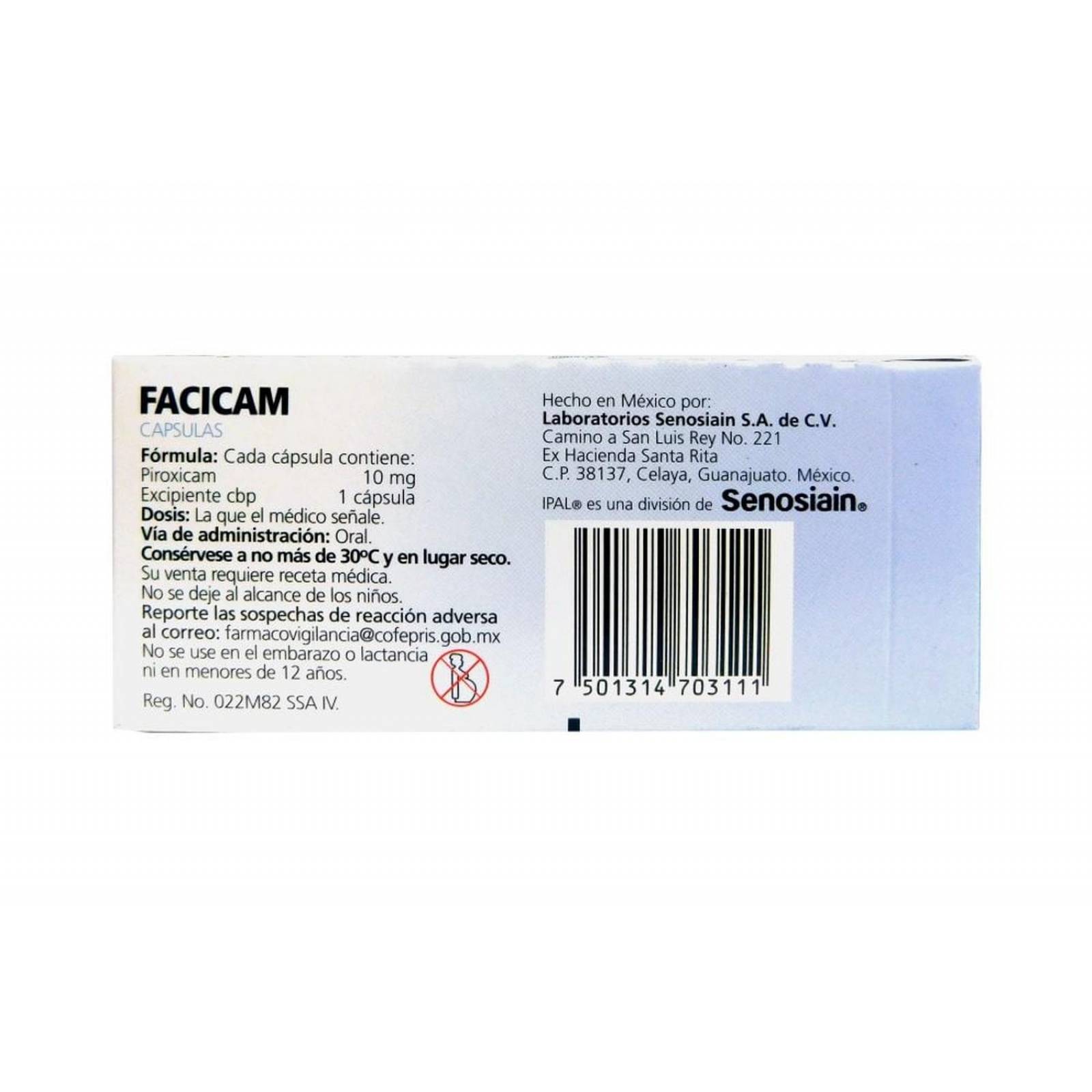 Facicam 10 mg Caja con 20 Cápsulas 