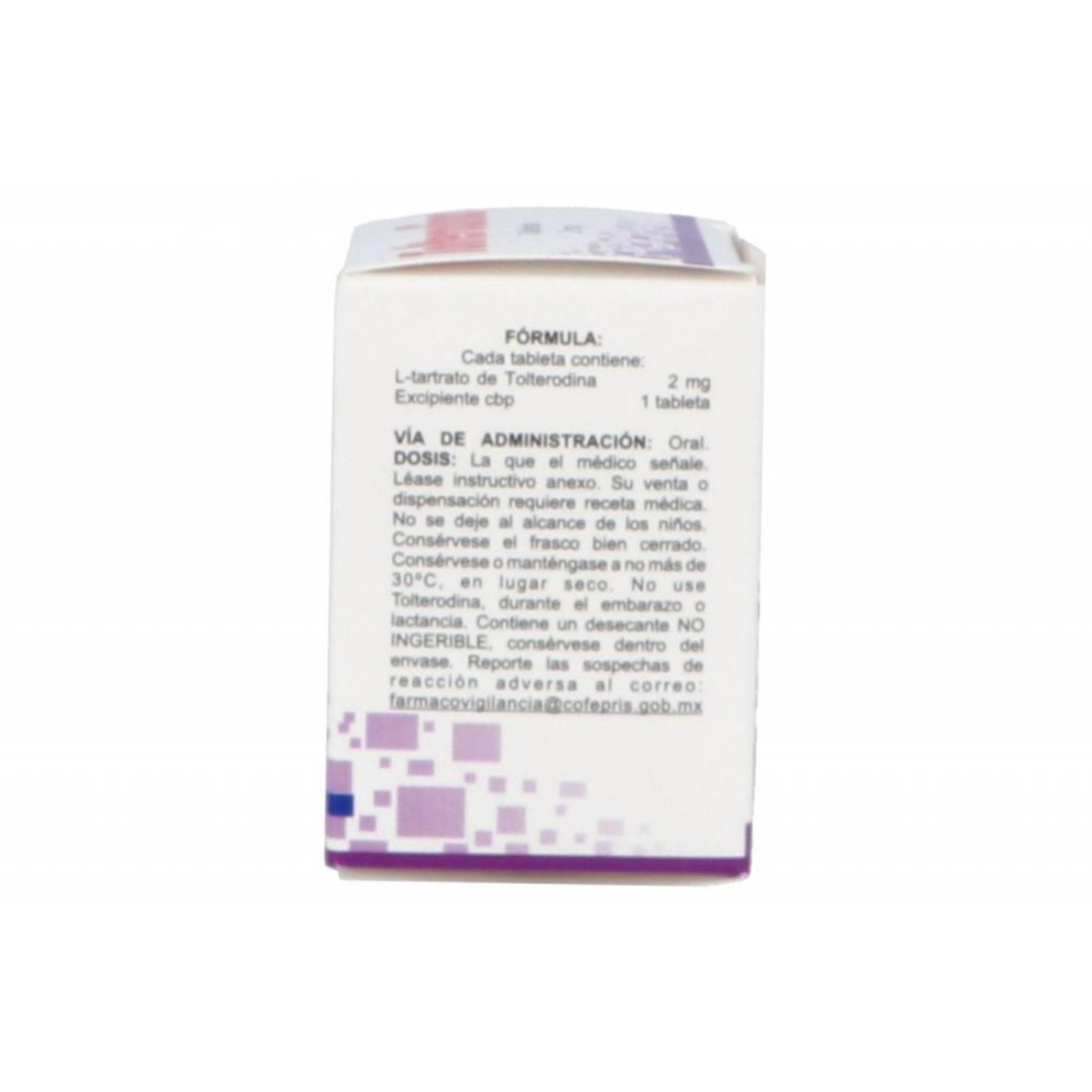 Tolterodina 2 mg Caja con 28 Tabletas