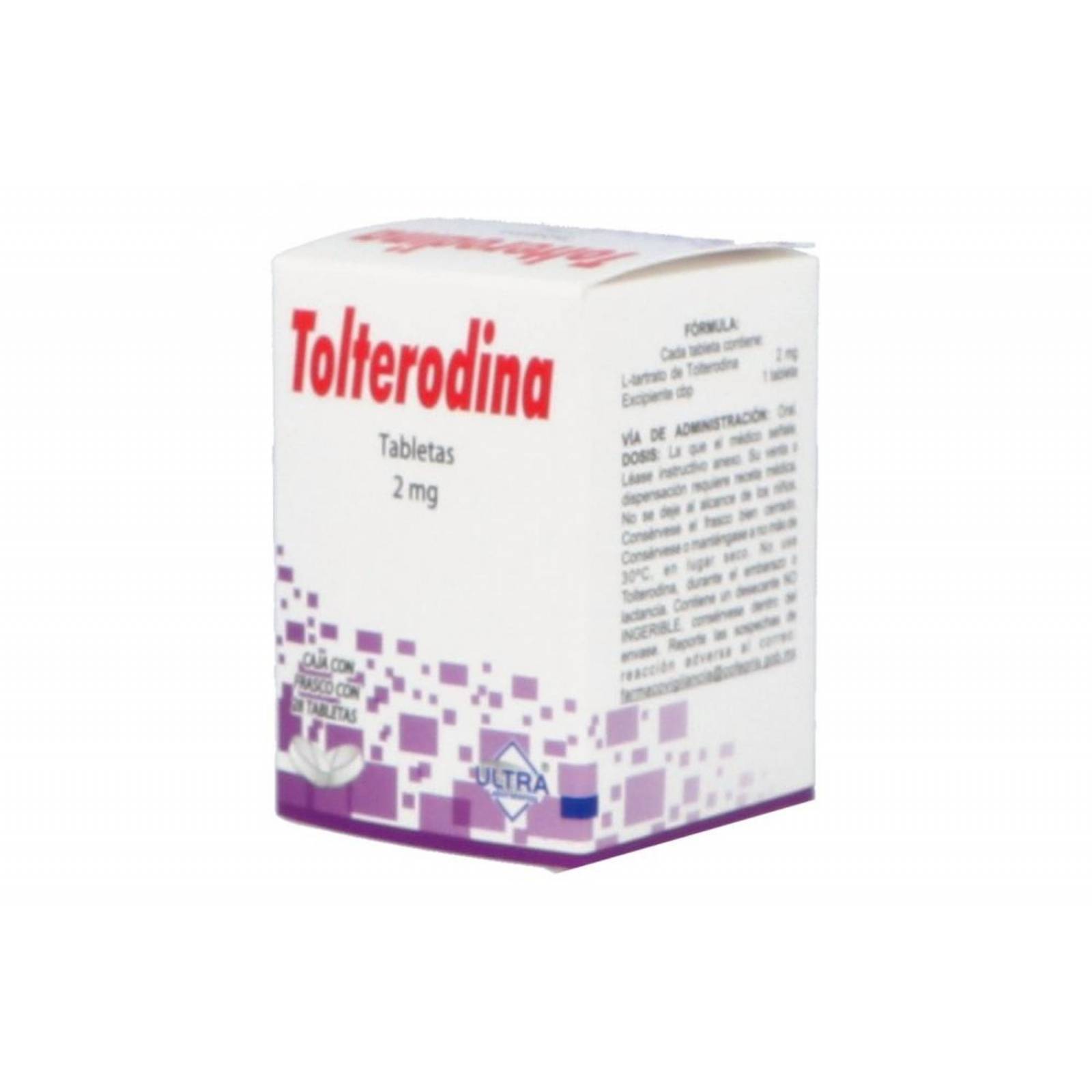 Tolterodina 2 mg Caja con 28 Tabletas