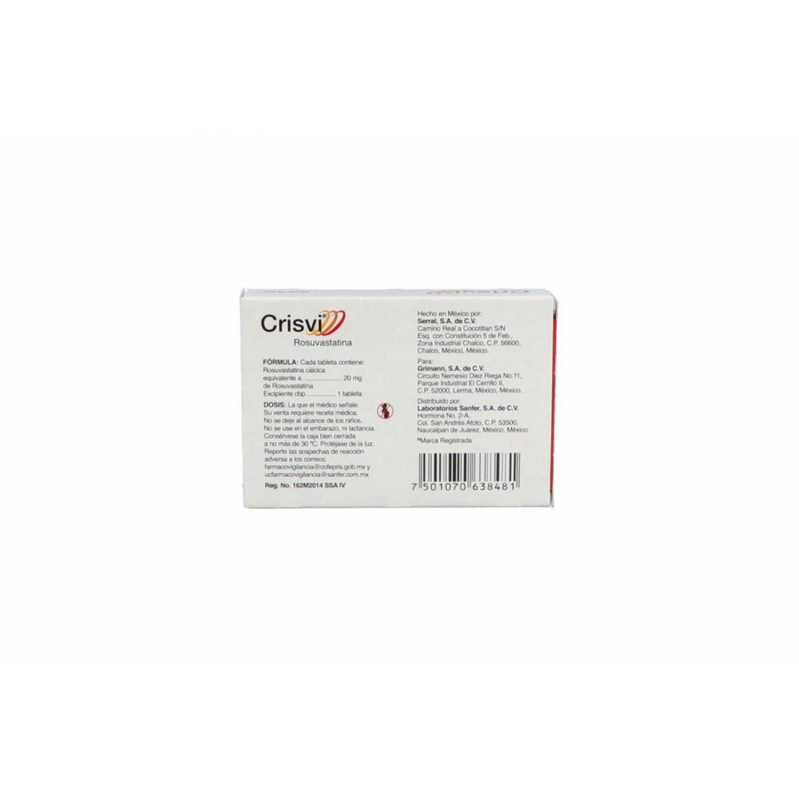 Crisvi 20 mg Caja Con 30 Tabletas 
