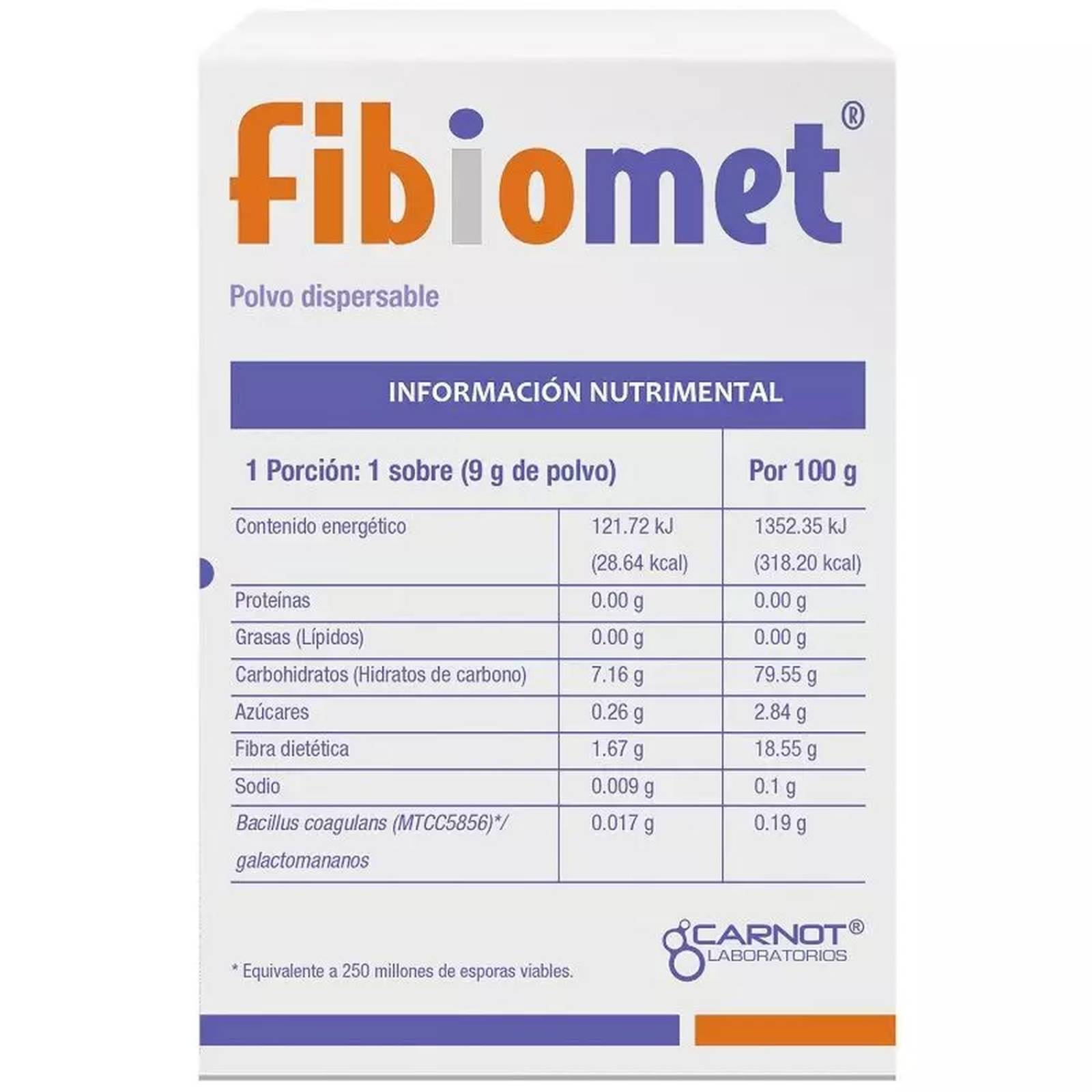 Fibiomet Probiótico y Prebiótico Caja Con 10 Sobres - Naranja