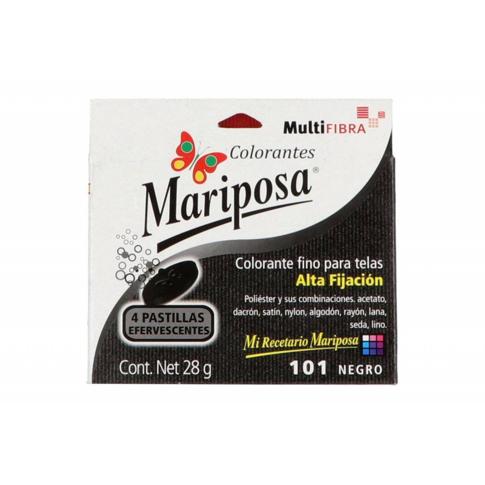 Colorante Mariposa Color Negro 101 Caja Con 4 Pastillas 