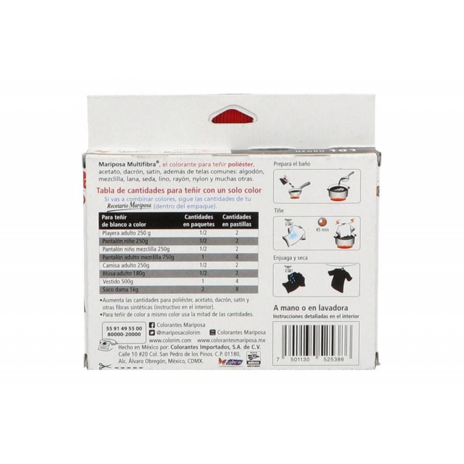 Colorante Mariposa Color Negro 101 Caja Con 4 Pastillas 