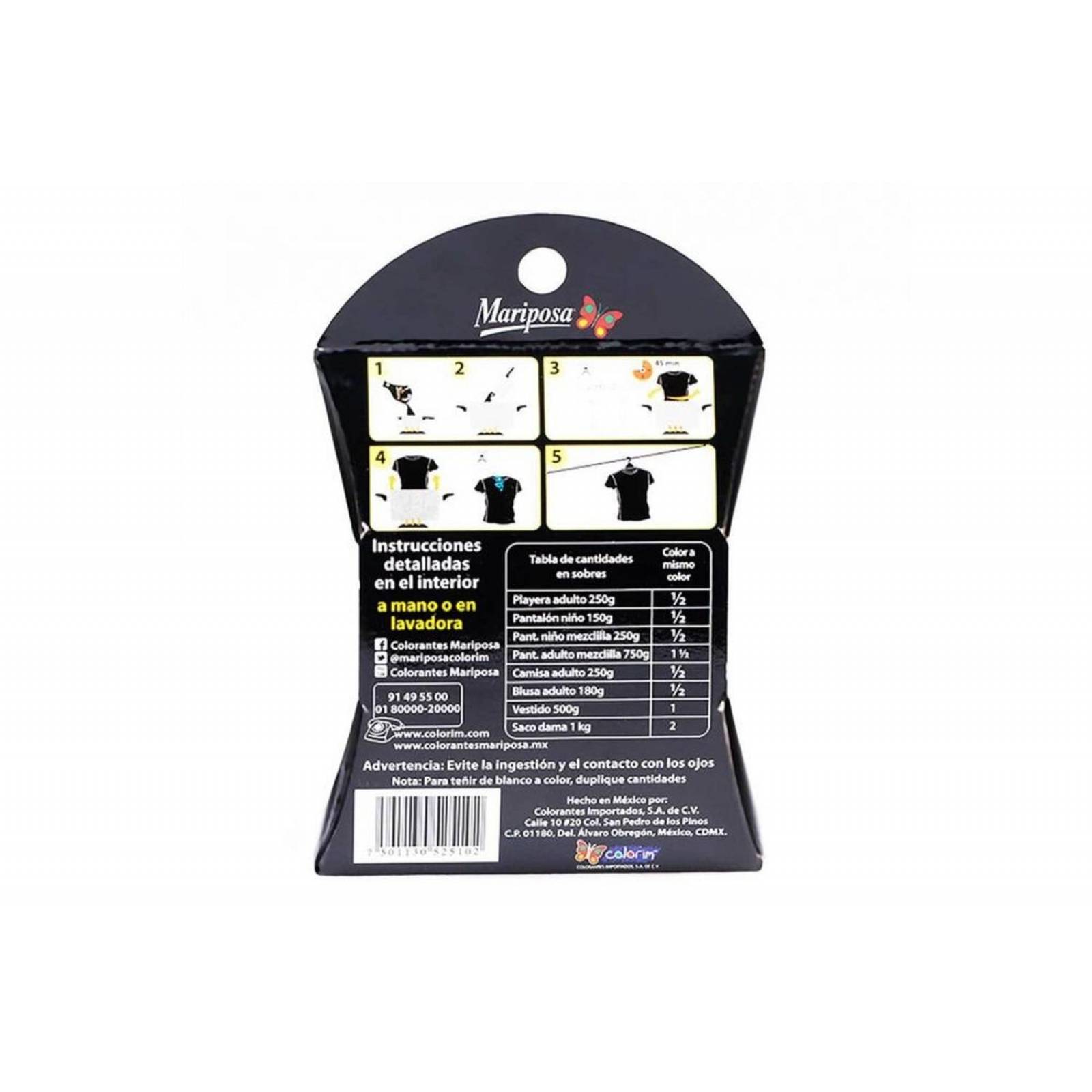 Mariposa Colorante Color Negro Mezclilla 602 Caja Con 32 g 