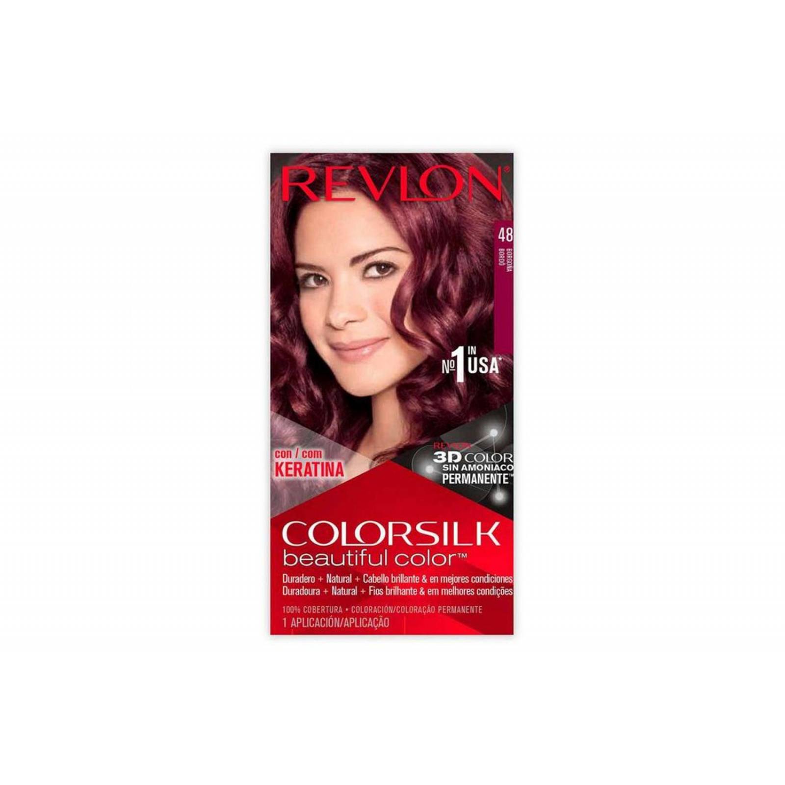 Revlon Colorsilk Tinte Permanente Borgoña 48 Caja Con Frasco Con 130 mL 
