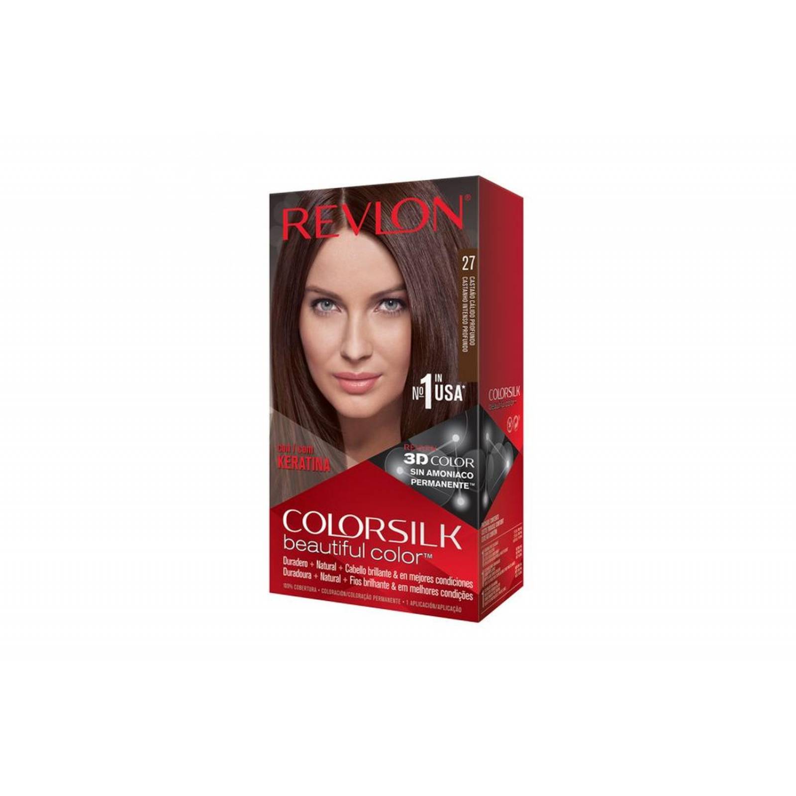 Revlon Colorsilk Tinte Permanente 27 Castaño Cálido Profundo Caja Con 1 Aplicación 
