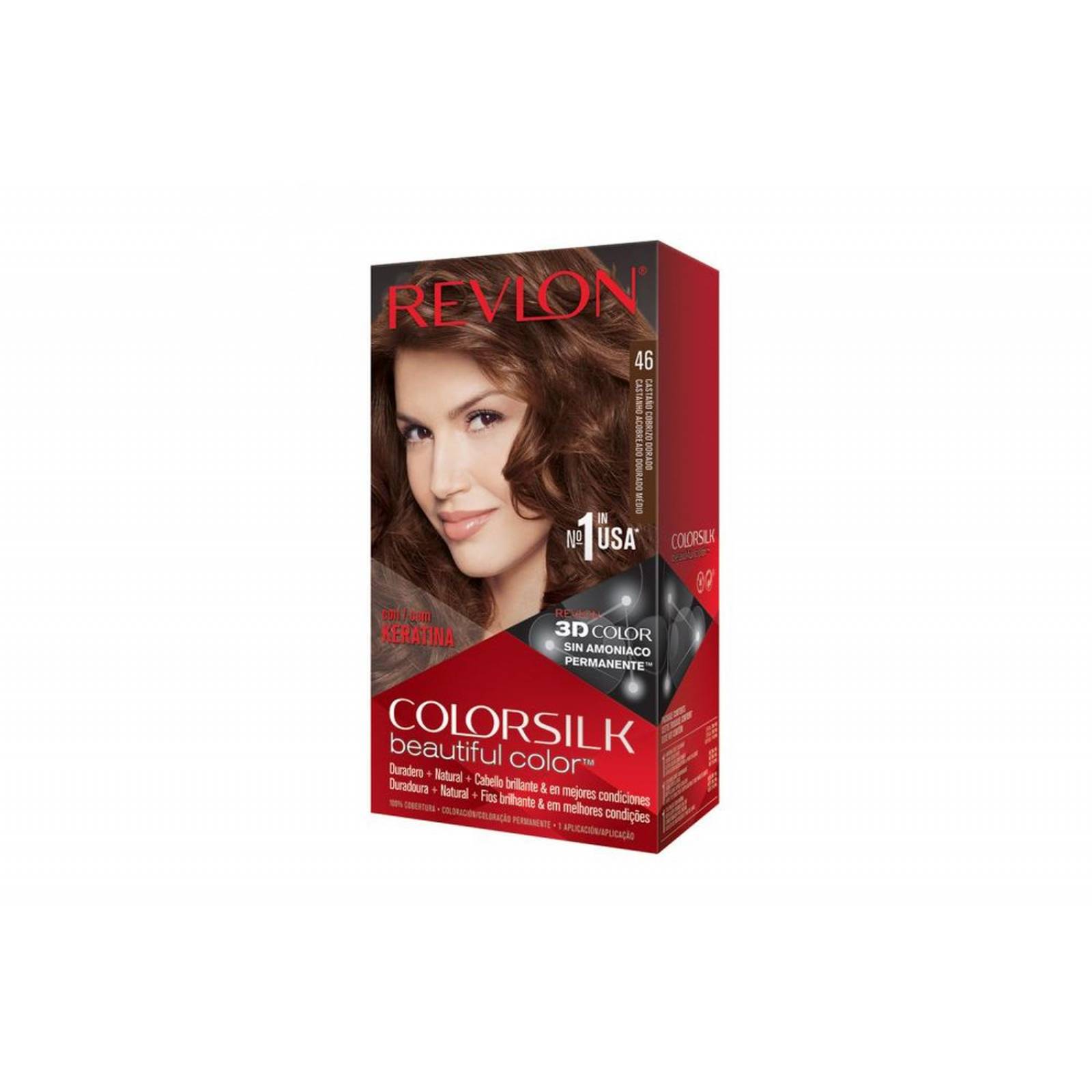 Revlon Colorsilk Tinte Permanente 46 Castaño Cobrizo Dorado Caja Con 1 Aplicación