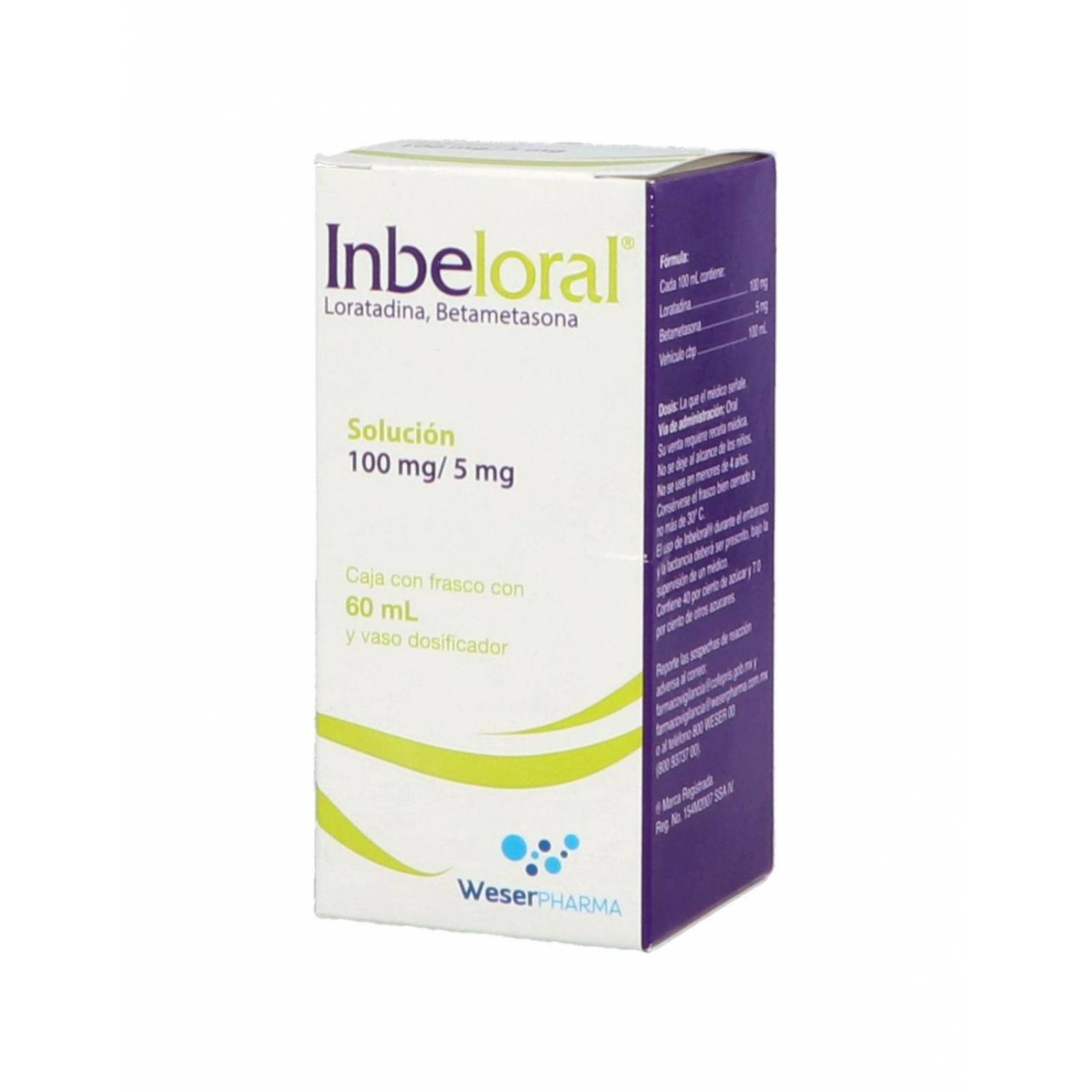Inbeloral 100 mg/ 5mg Caja con Frasco Dosificador 60 mL 