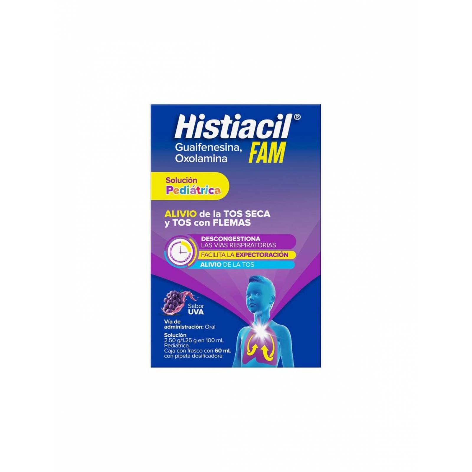 Histiacil FAM solución pediátrica Frasco Con 60 mL - Uva