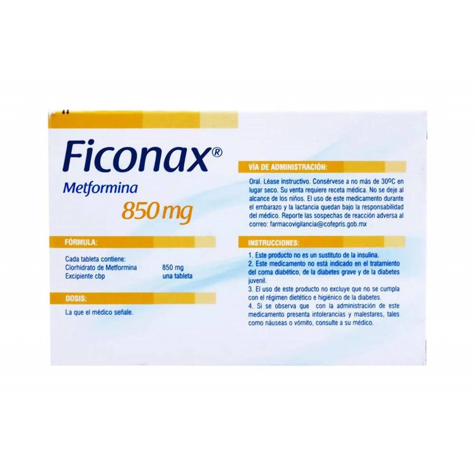 Ficonax 850 mg Caja Con 30 Tabletas 
