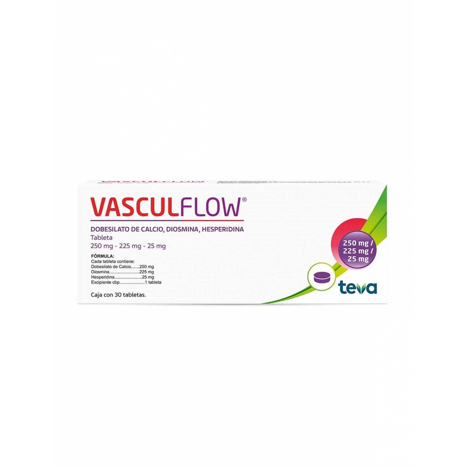 VASCULFLOW 250 MG / 225 MG / 25 MG CAJA CON 30 TABLETAS 