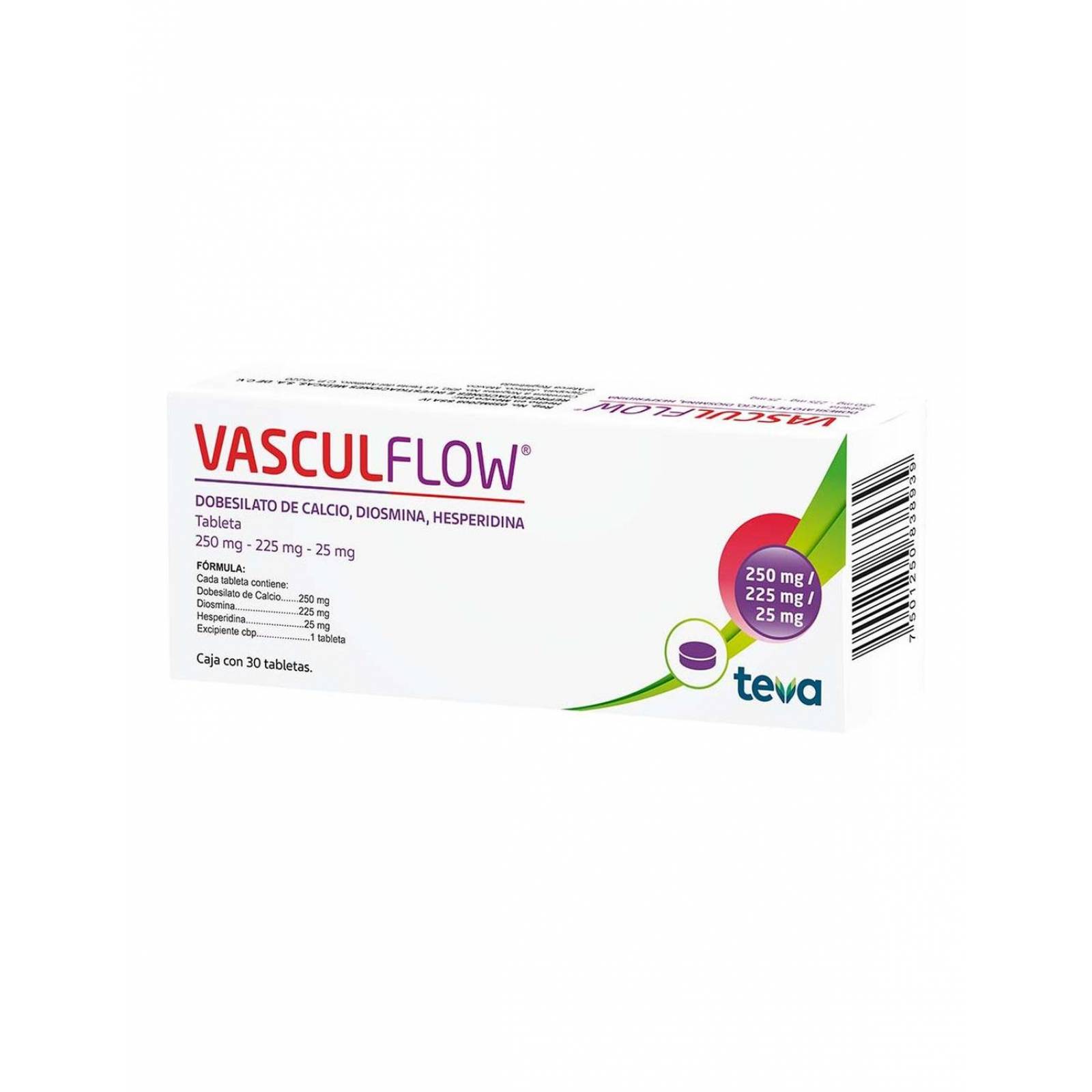 VASCULFLOW 250 MG / 225 MG / 25 MG CAJA CON 30 TABLETAS 