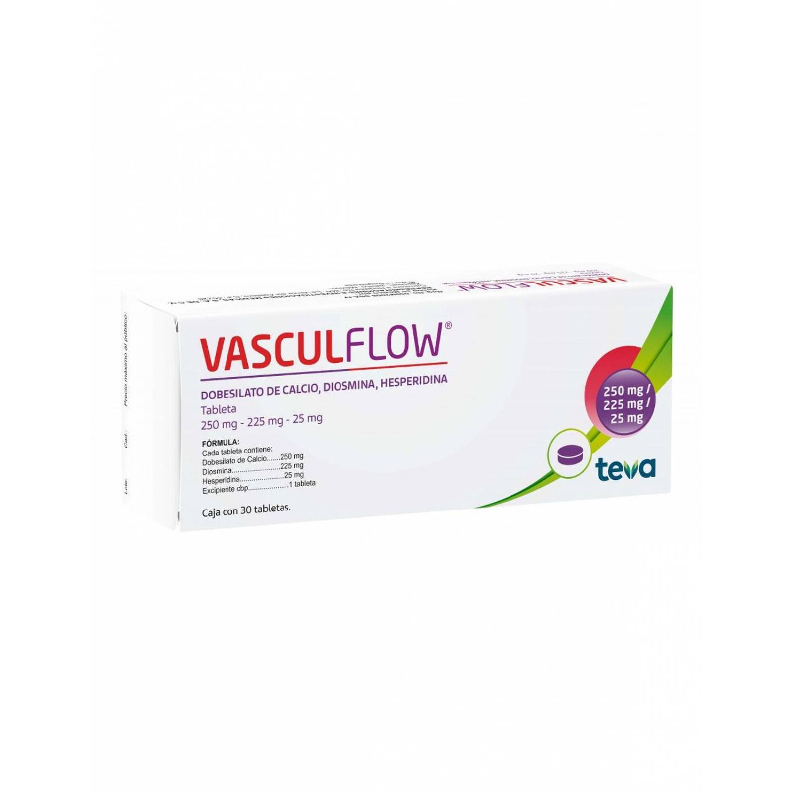 VASCULFLOW 250 MG / 225 MG / 25 MG CAJA CON 30 TABLETAS 