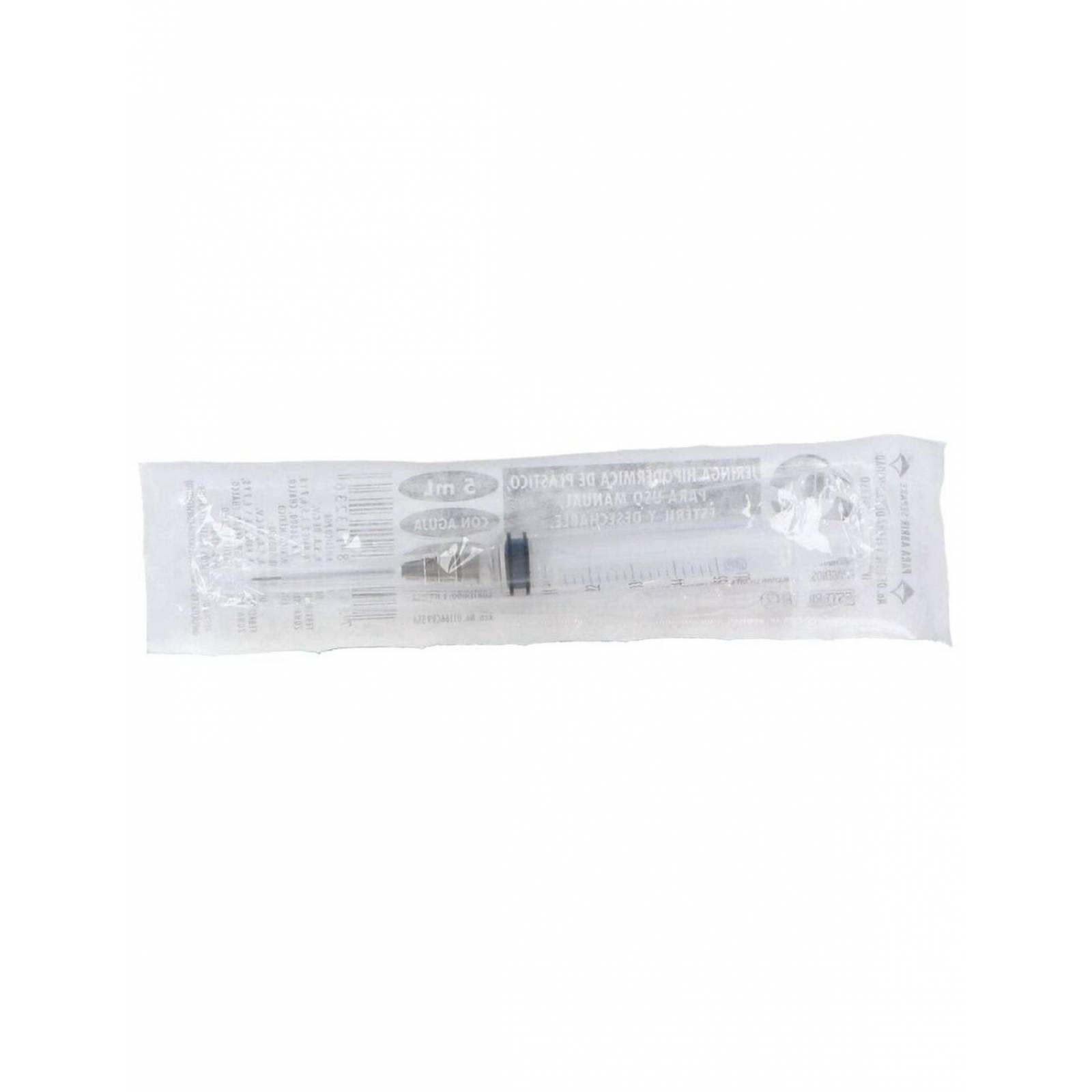 Jeringa Desechable 5mL Con Aguja 22Gx32mm Empaque Con 1 Pieza 