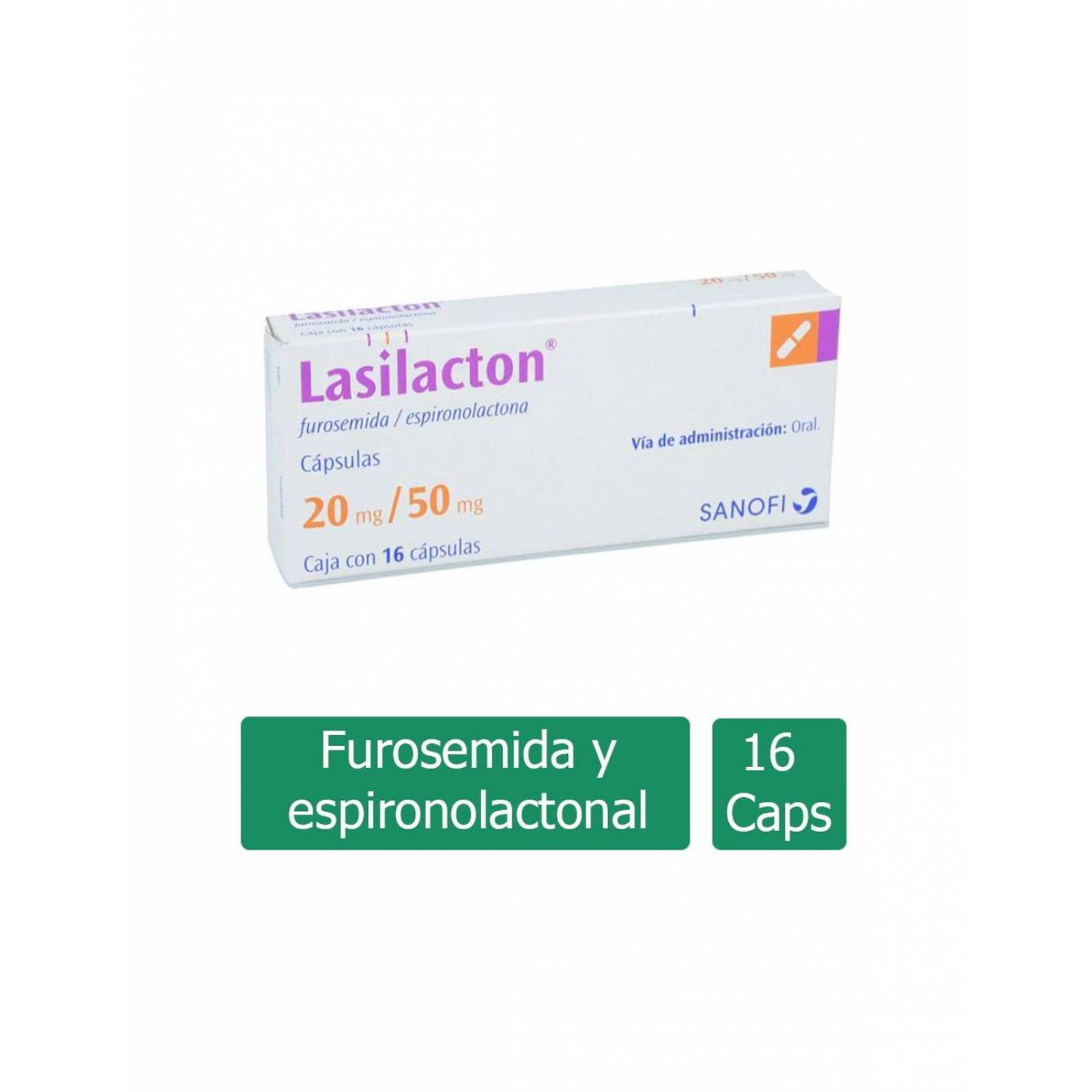 Lasilacton 20 mg / 50mg Caja con 16 Cápsulas 