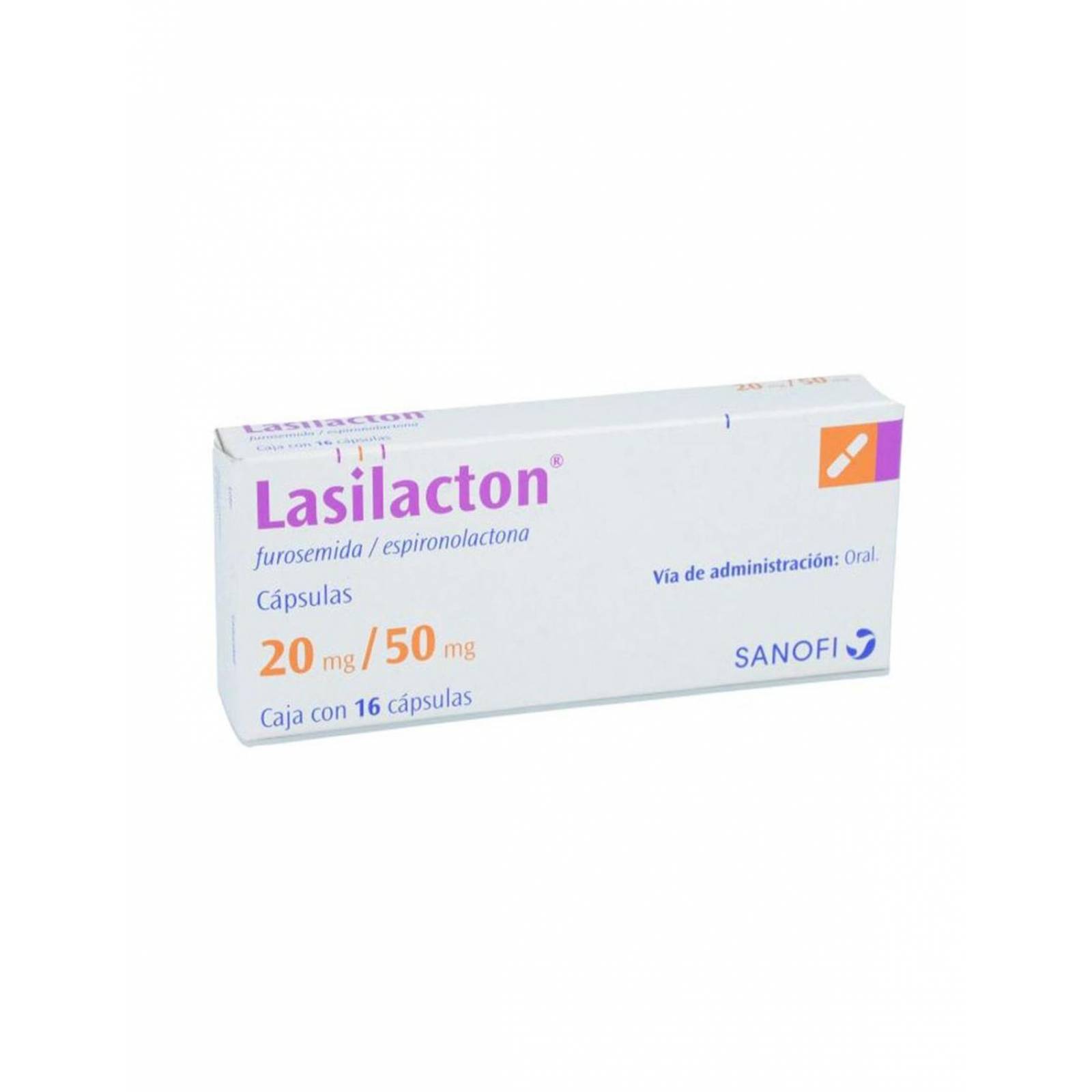 Lasilacton 20 mg / 50mg Caja con 16 Cápsulas 