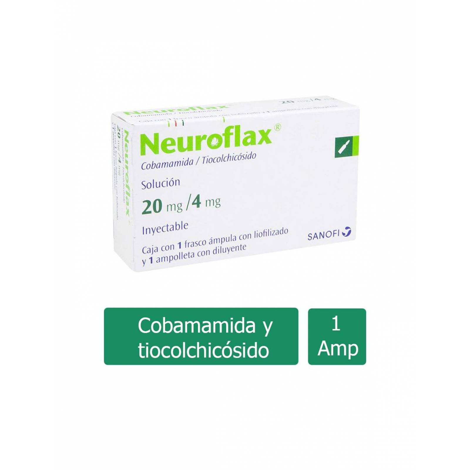 Neuroflax Solución 20mg/4mg Caja Con 1 Frasco Ámpula Y 1 Ampolleta 