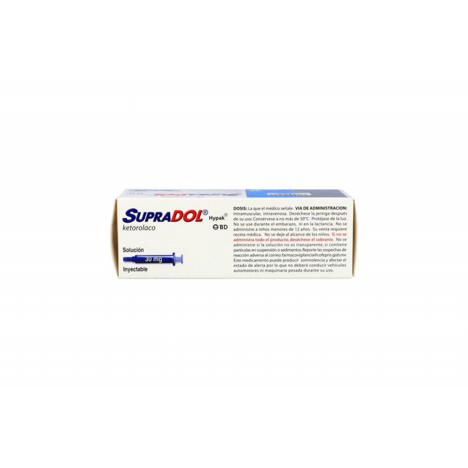Supradol Hypak Solución Inyectable 30 mg Caja Con 3 Jeringas Con 1 mL 