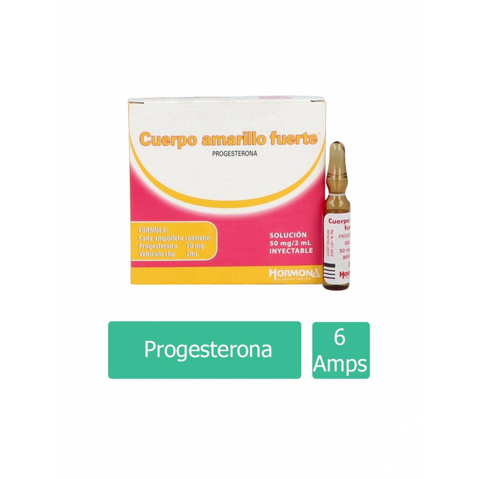 Cuerpo Amarillo Fuerte Solución Inyectable Caja con 6 ampolletas de 2 mL 