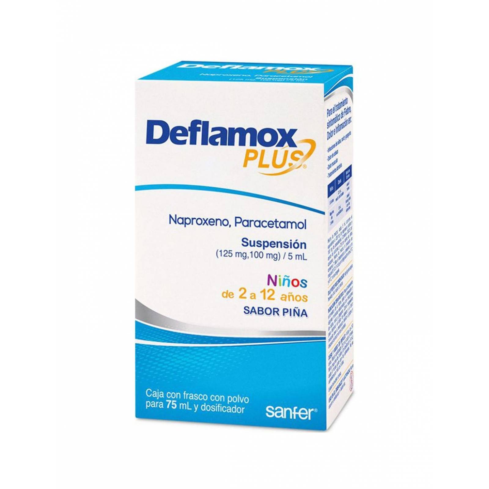 Deflamox Plus Suspensión 125 mg/100 mg/5 mL Frasco 75 mL 