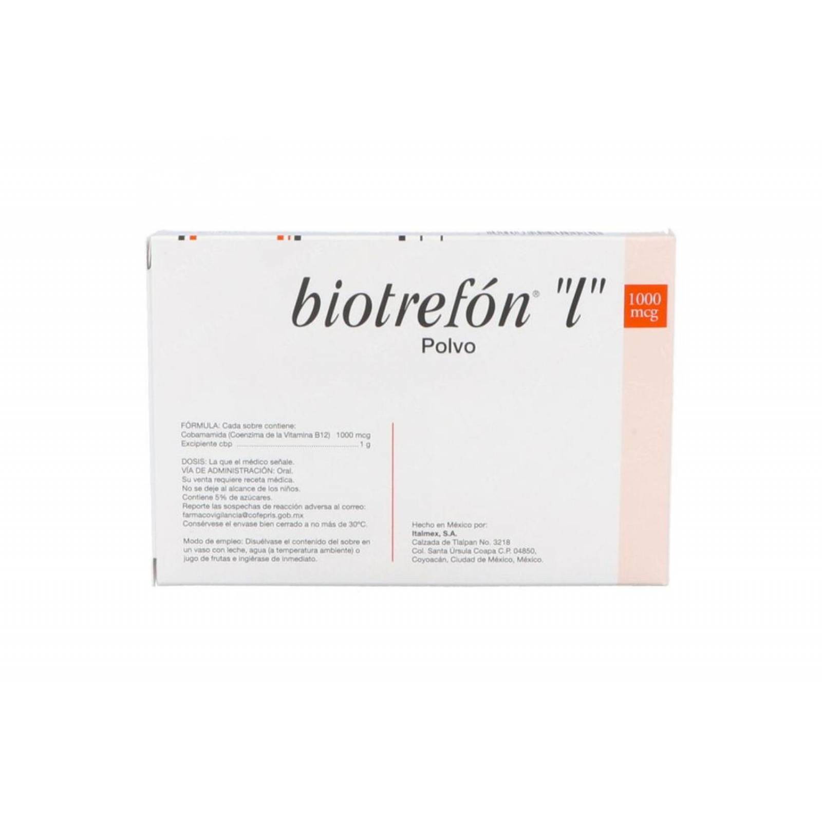Biotrefon L Polvo 1000 mcg Caja Con 12 Sobres 