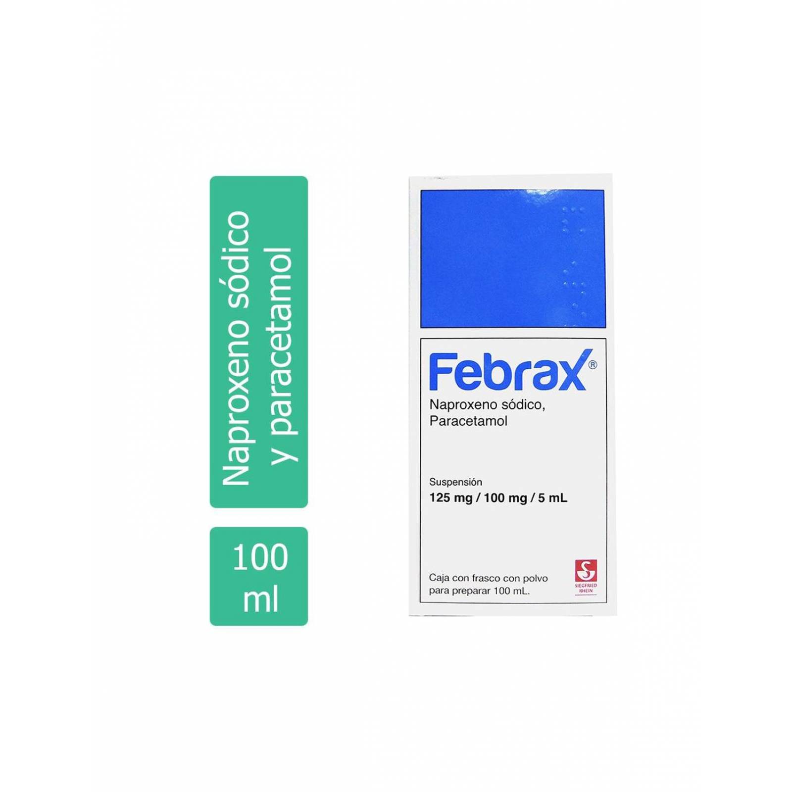 Febrax Suspensión 125 mg/ 100 mg/ 5 mL Caja Con Frasco Con Polvo 100 mL 